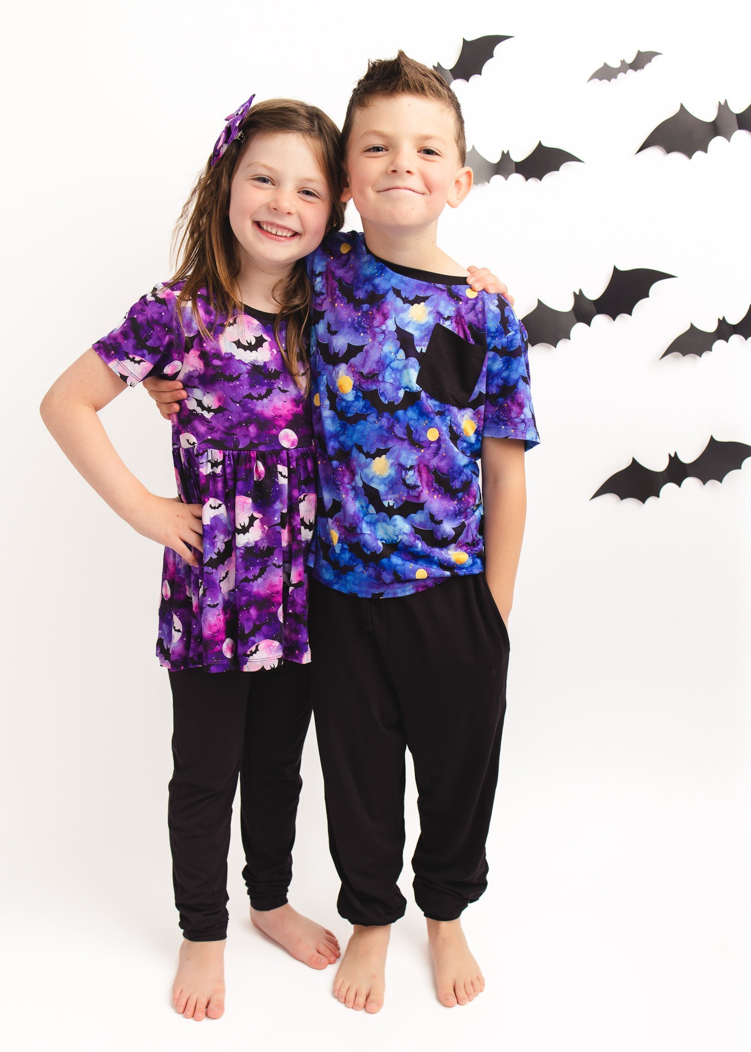 Halloween | Midnight Bats | Bamboo Toddler & Kids Pocket Tee & Jogger Pants Set