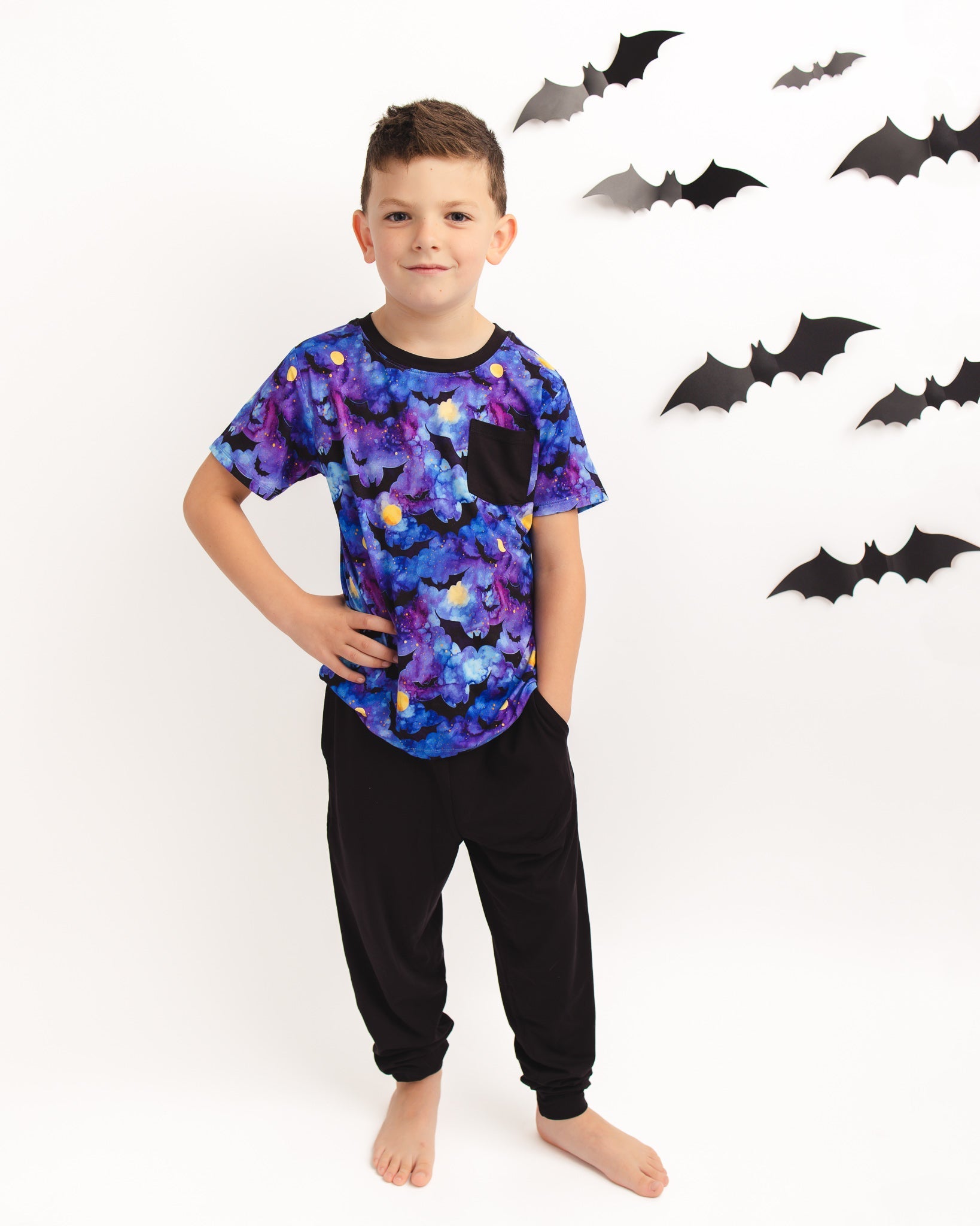 Halloween | Midnight Bats | Bamboo Toddler & Kids Pocket Tee & Jogger Pants Set