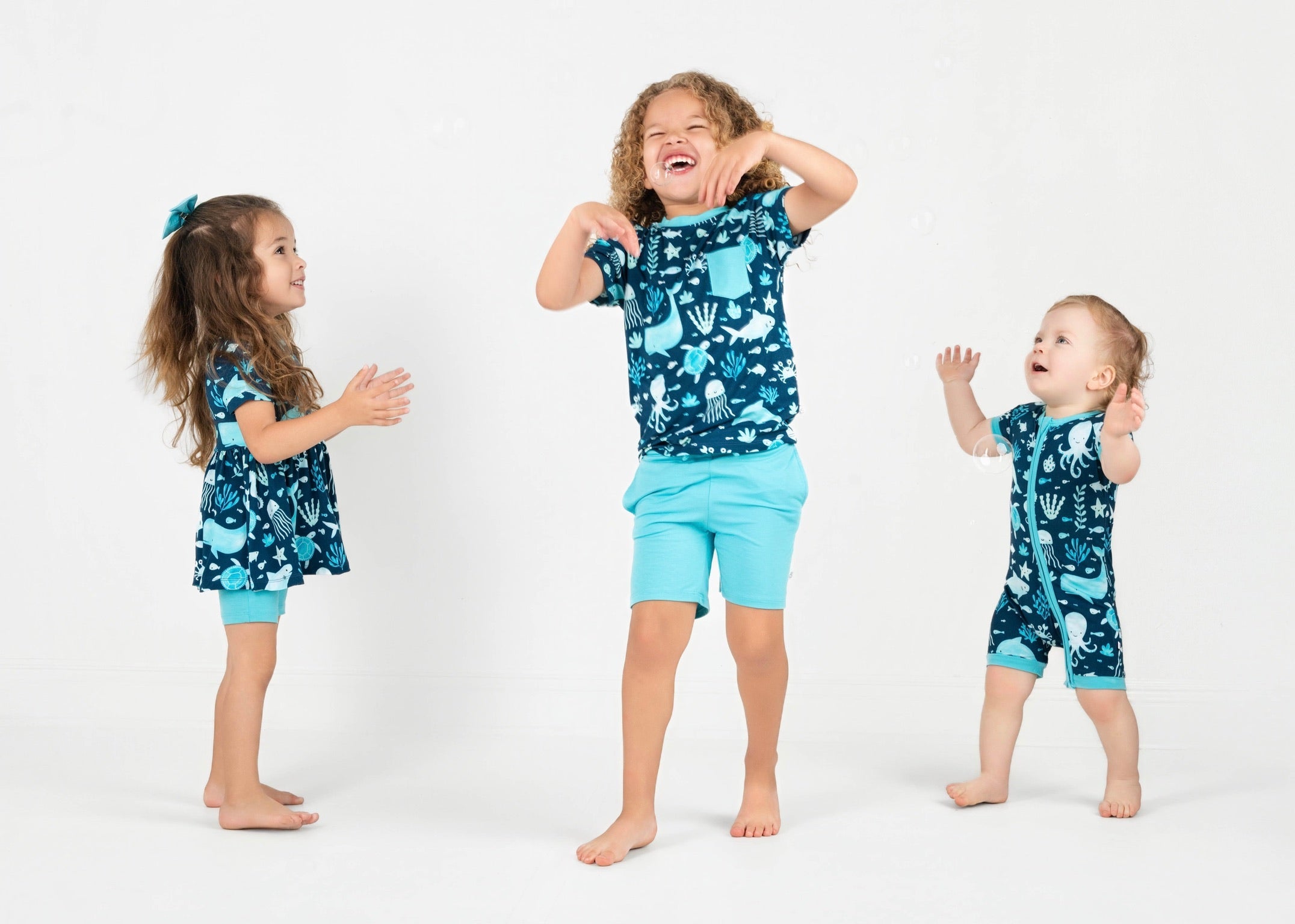 Ocean Pals | Bamboo Toddler & Girls Peplum Top & Shorts Set
