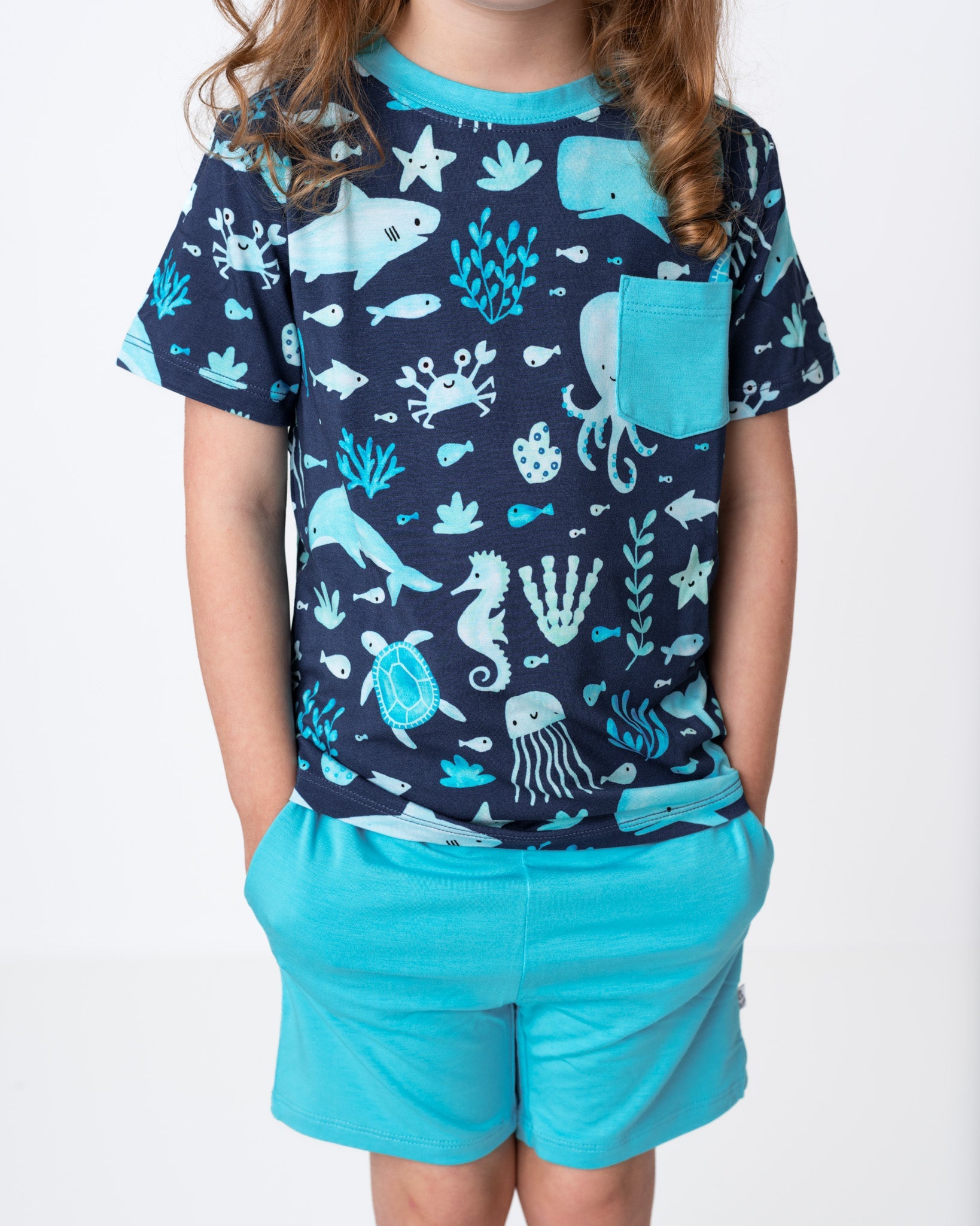 Ocean Pals | Bamboo Toddler & Kids Pocket Tee & Shorts Set