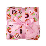 Sweet Strawberries | Bamboo Quilted Mini Baby Blanket