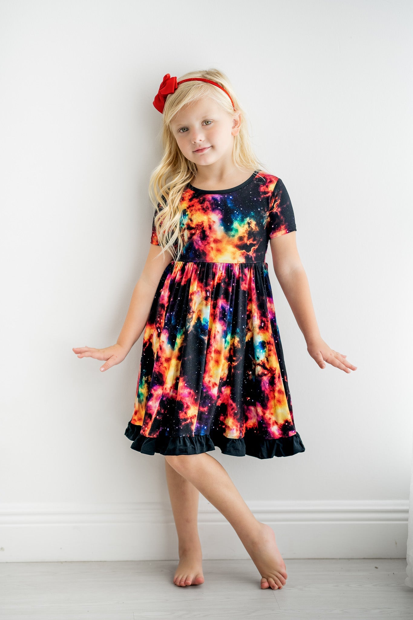 Cosmic Nebula | Toddler & Girls Bamboo Ruffle Twirl Dress
