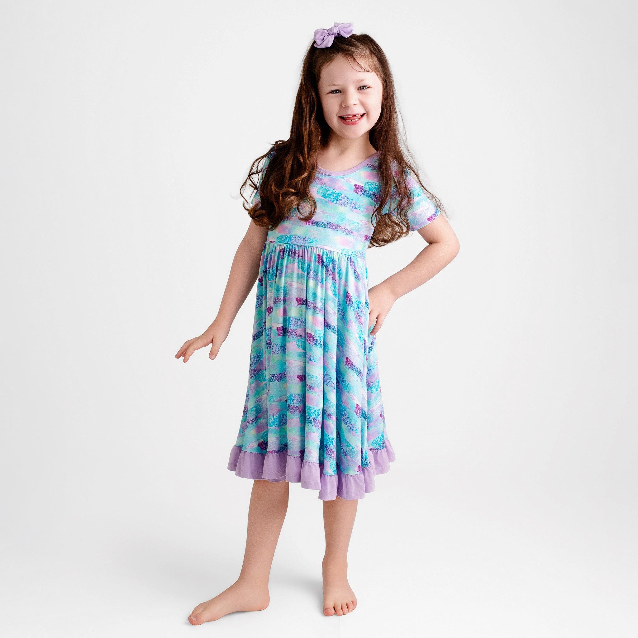 Mermaid Glitter | Toddler & Girls Bamboo Ruffle Twirl Dress