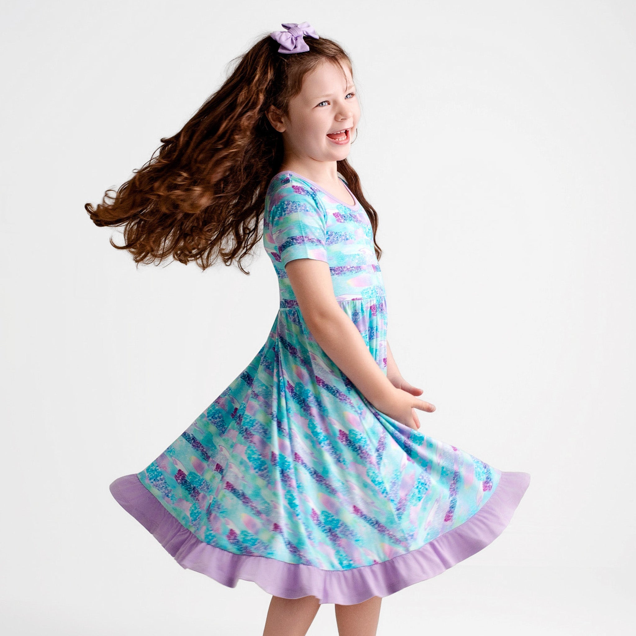 Mermaid Glitter | Toddler & Girls Bamboo Ruffle Twirl Dress