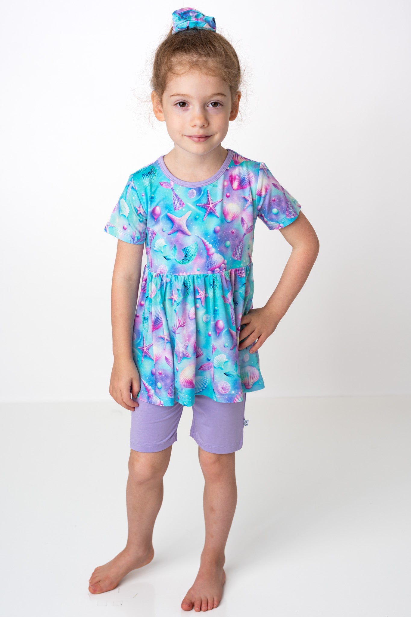 Magical Mermaid Shells | Bamboo Toddler & Girls Peplum Top & Shorts Set