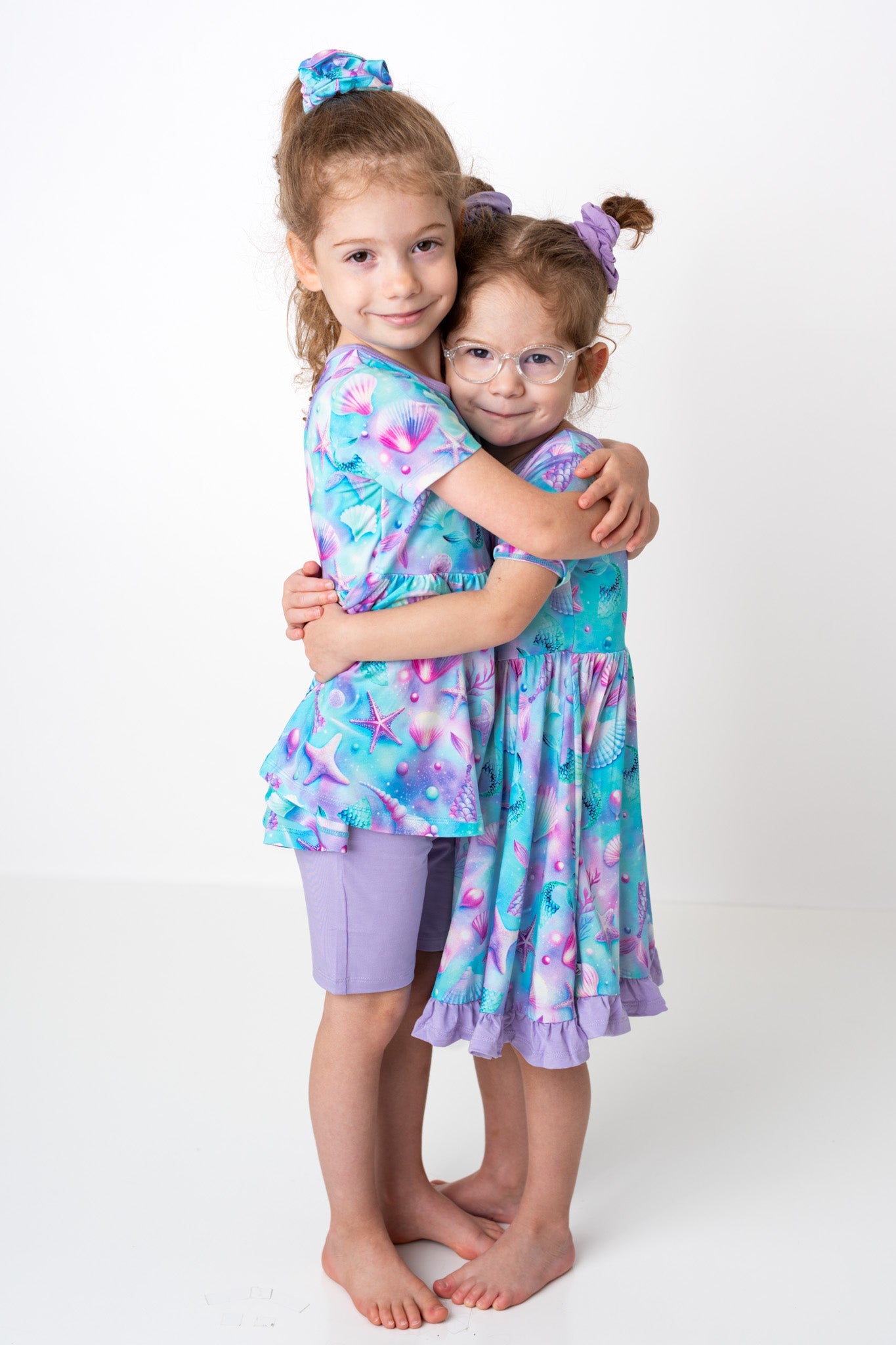 Magical Mermaid Shells | Toddler & Girls Bamboo Ruffle Twirl Dress & Shorts