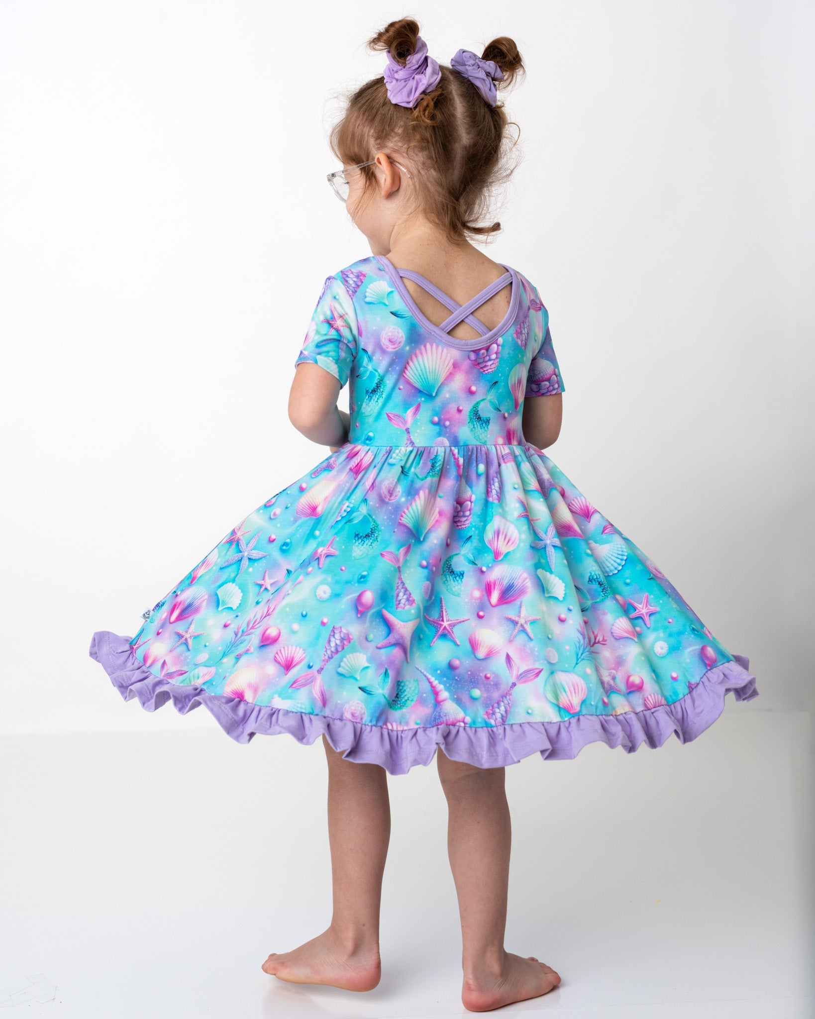 Magical Mermaid Shells | Toddler & Girls Bamboo Ruffle Twirl Dress & Shorts