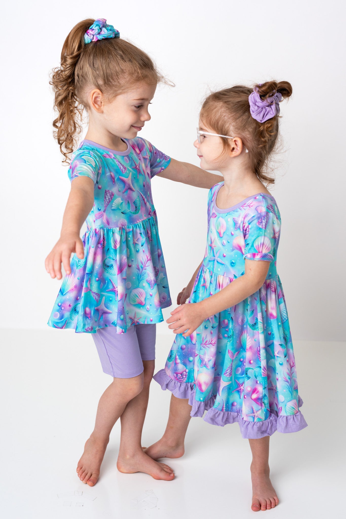 Little Popp Crew Mermaid Shell Peplum Top & Shorts Set