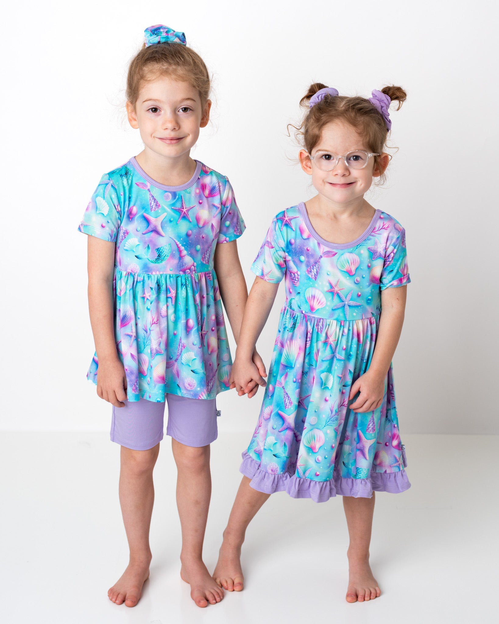 Magical Mermaid Shells | Bamboo Toddler & Girls Peplum Top & Shorts Set