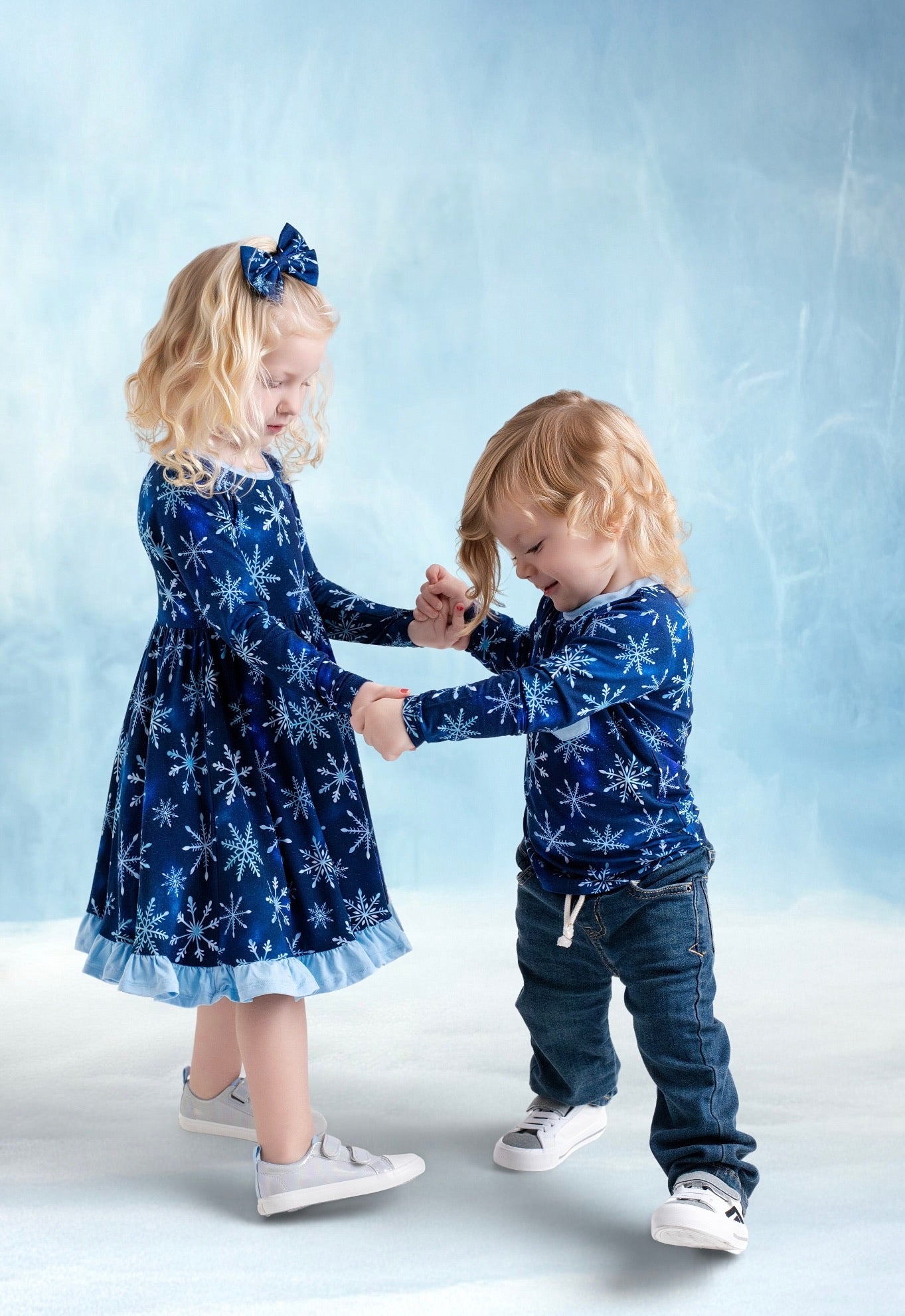 Icy Snowflakes | Bamboo Ruffle Twirl Dress
