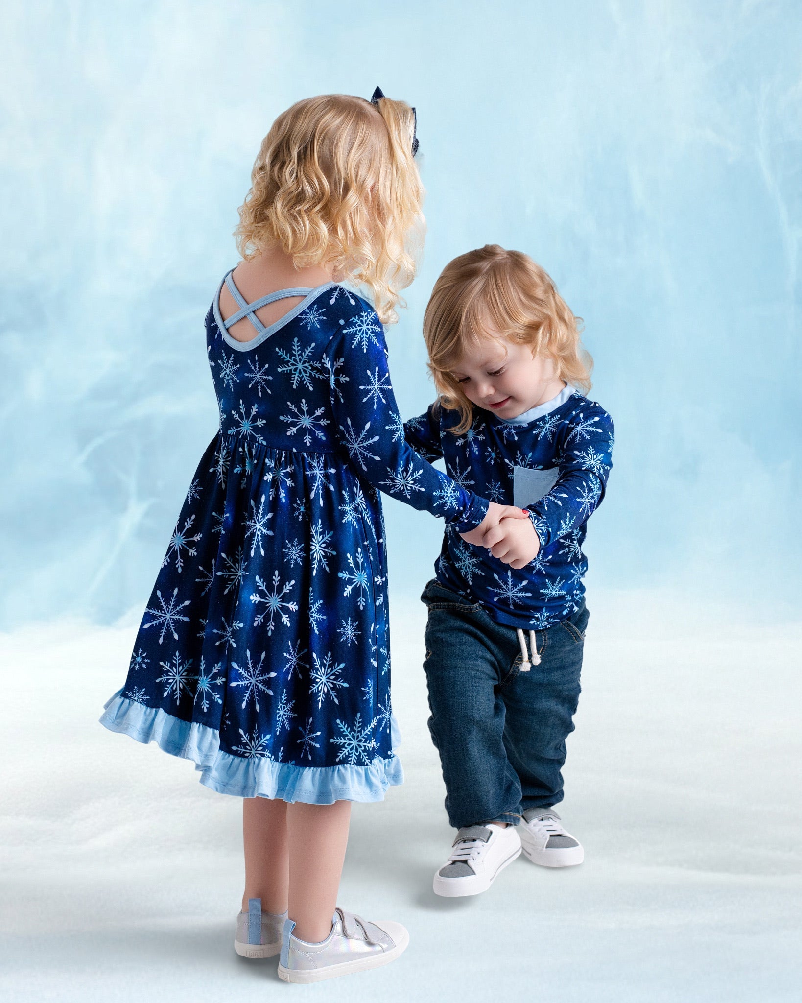 Icy Snowflakes | Bamboo Ruffle Twirl Dress