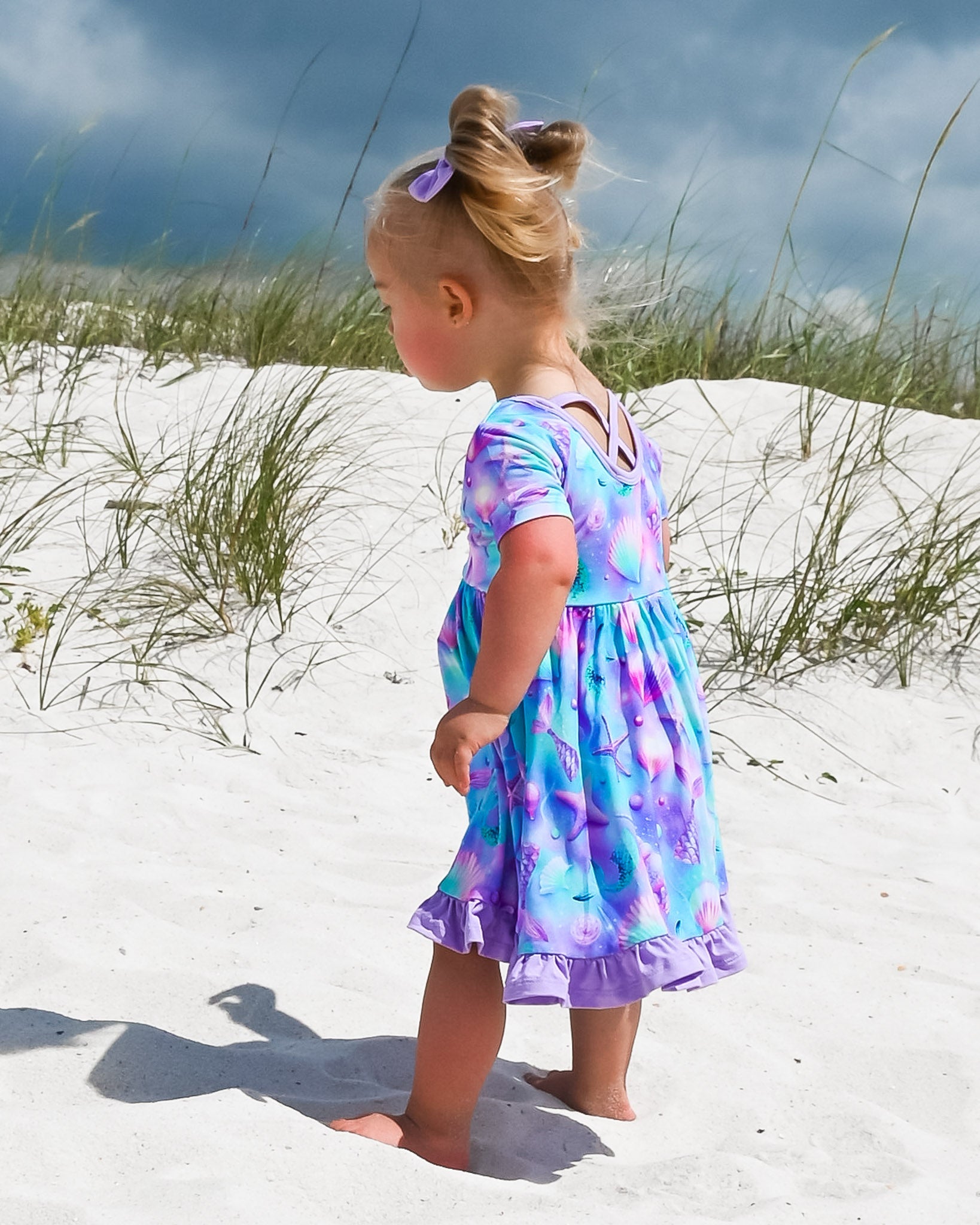 Magical Mermaid Shells | Toddler & Girls Bamboo Ruffle Twirl Dress & Shorts