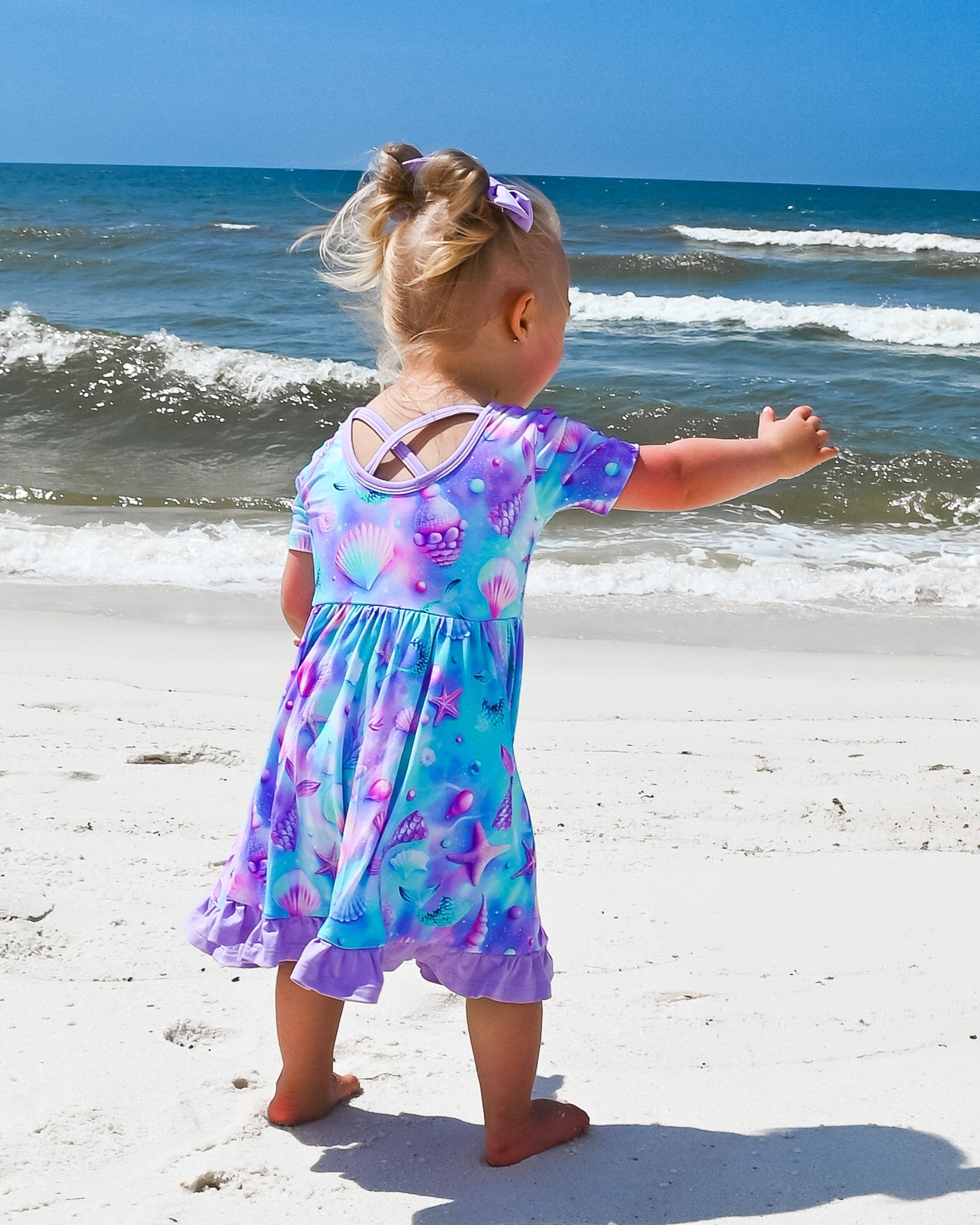Magical Mermaid Shells | Toddler & Girls Bamboo Ruffle Twirl Dress & Shorts