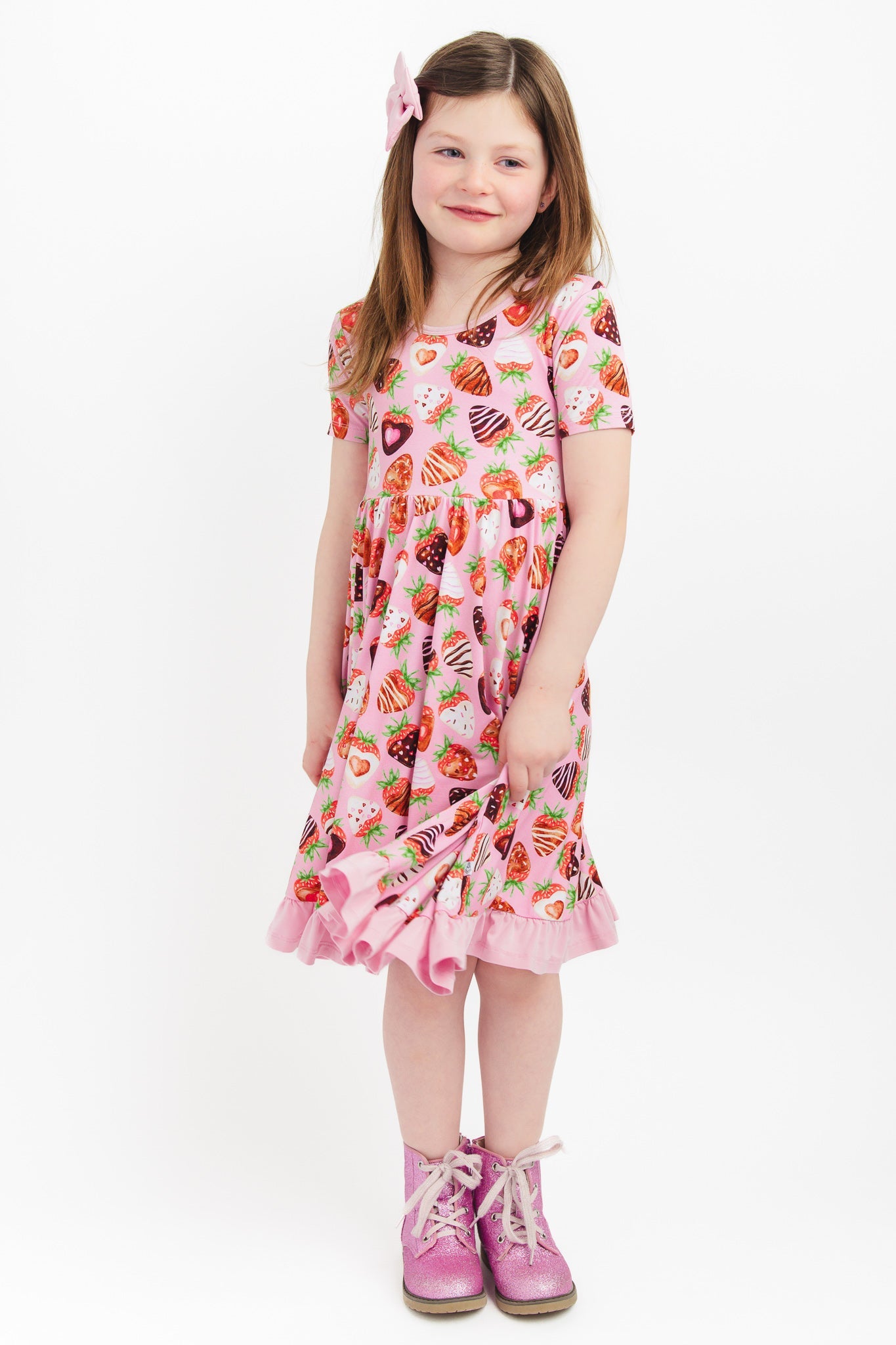 Sweet Strawberries | Bamboo Ruffle Twirl Dress