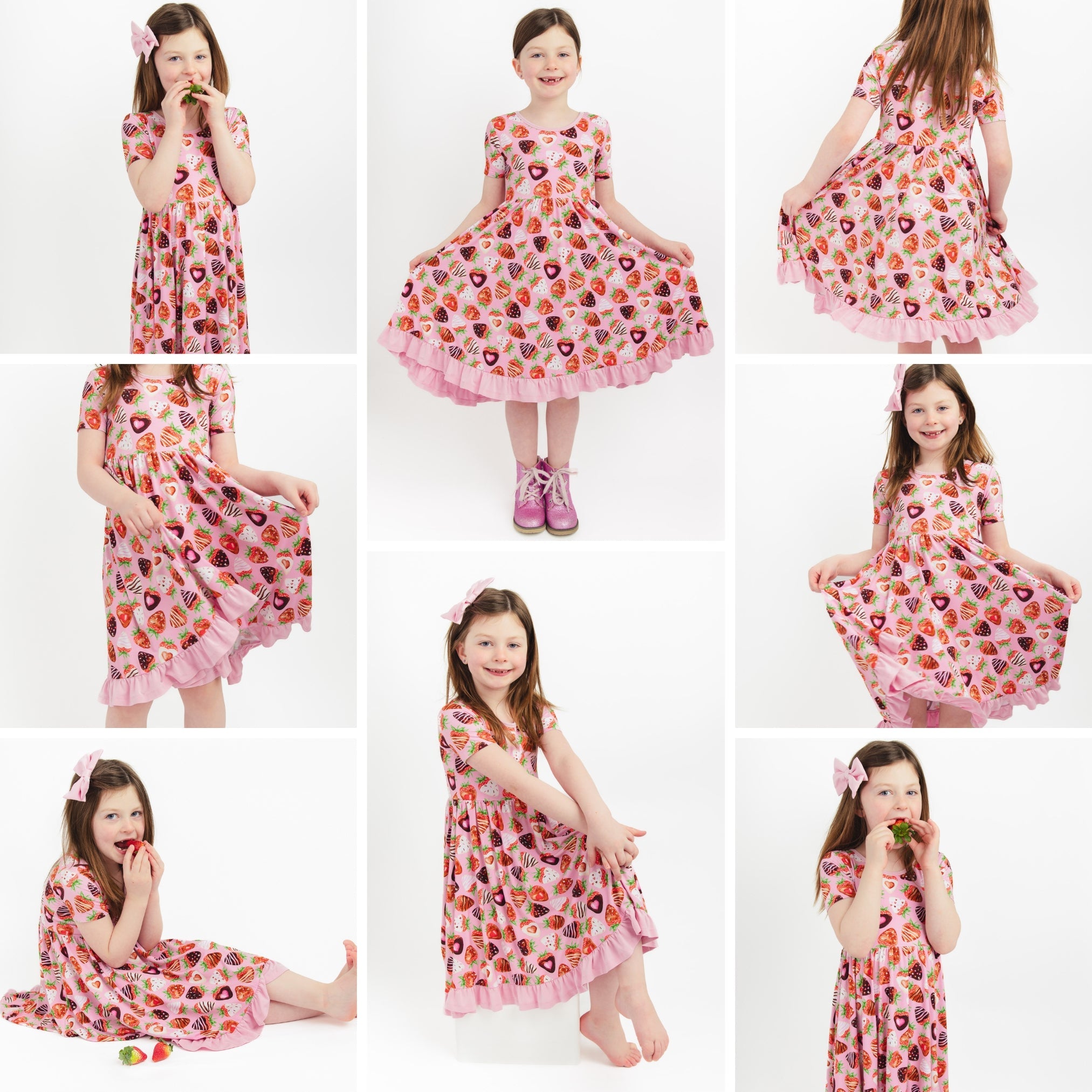 Sweet Strawberries | Bamboo Ruffle Twirl Dress