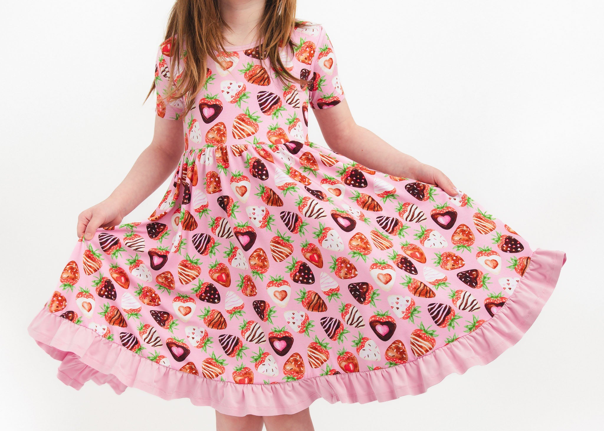 Sweet Strawberries | Bamboo Ruffle Twirl Dress