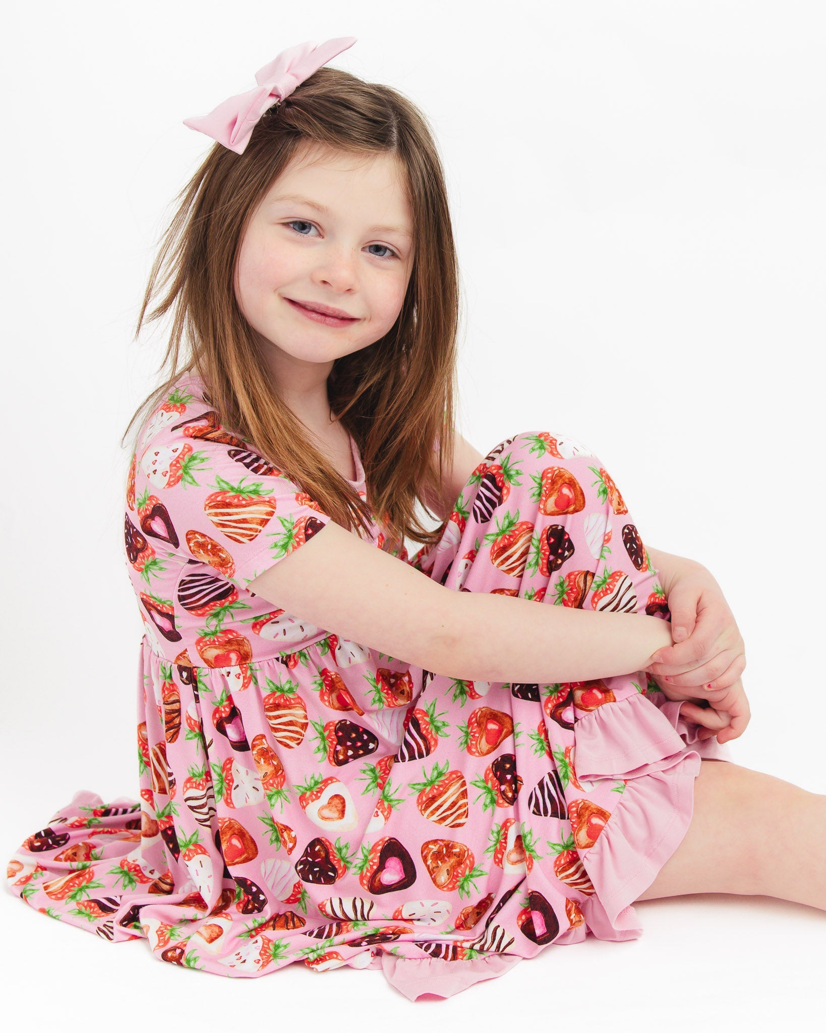Sweet Strawberries | Bamboo Ruffle Twirl Dress