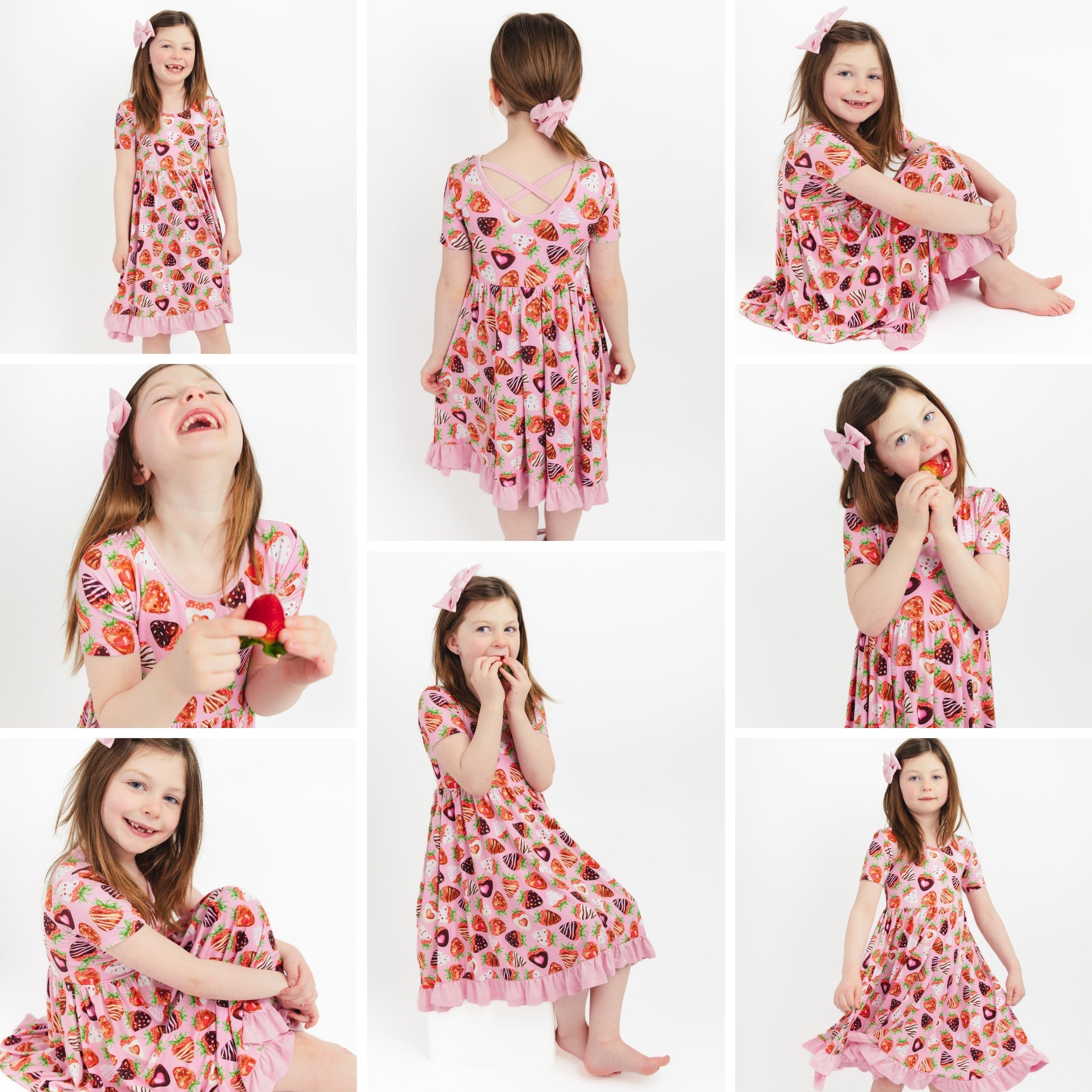 Sweet Strawberries | Bamboo Ruffle Twirl Dress
