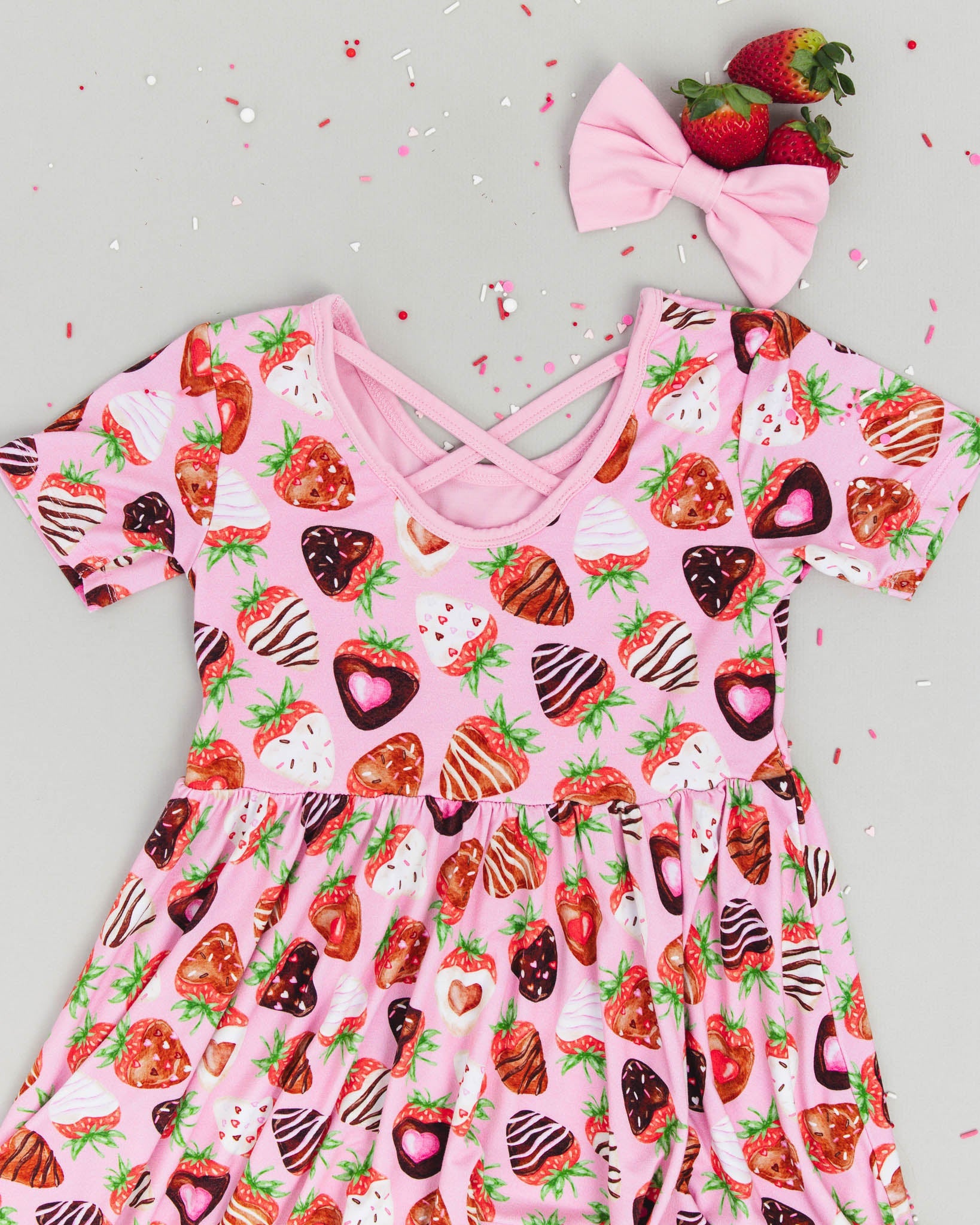 Sweet Strawberries | Bamboo Ruffle Twirl Dress