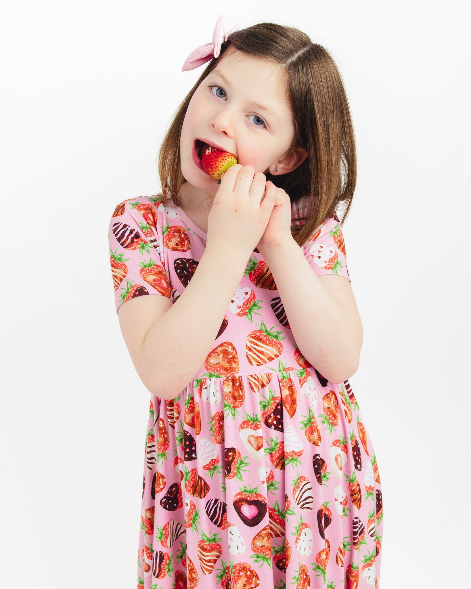 Sweet Strawberries | Bamboo Ruffle Twirl Dress