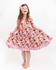 Sweet Strawberries | Bamboo Ruffle Twirl Dress