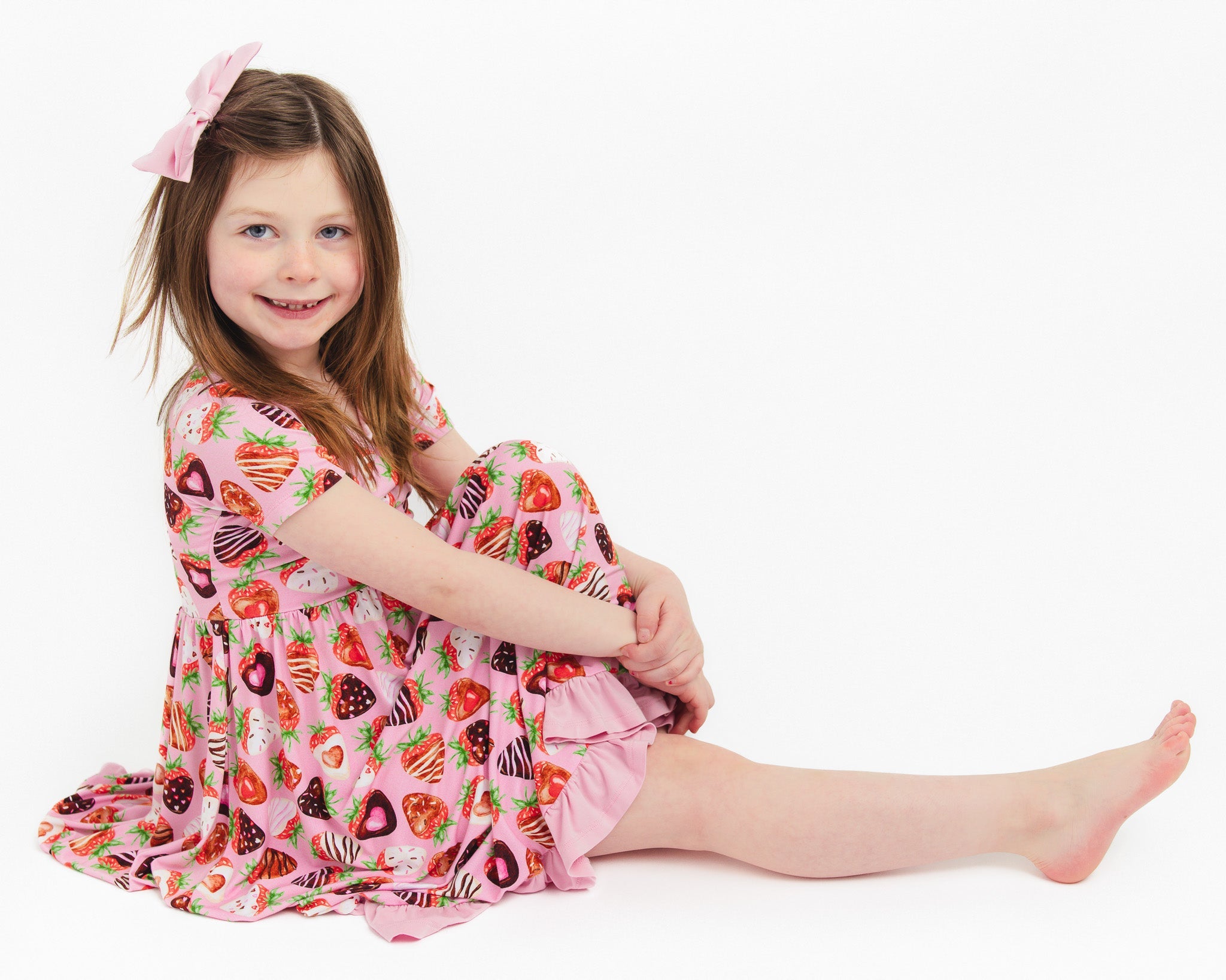 Sweet Strawberries | Bamboo Ruffle Twirl Dress