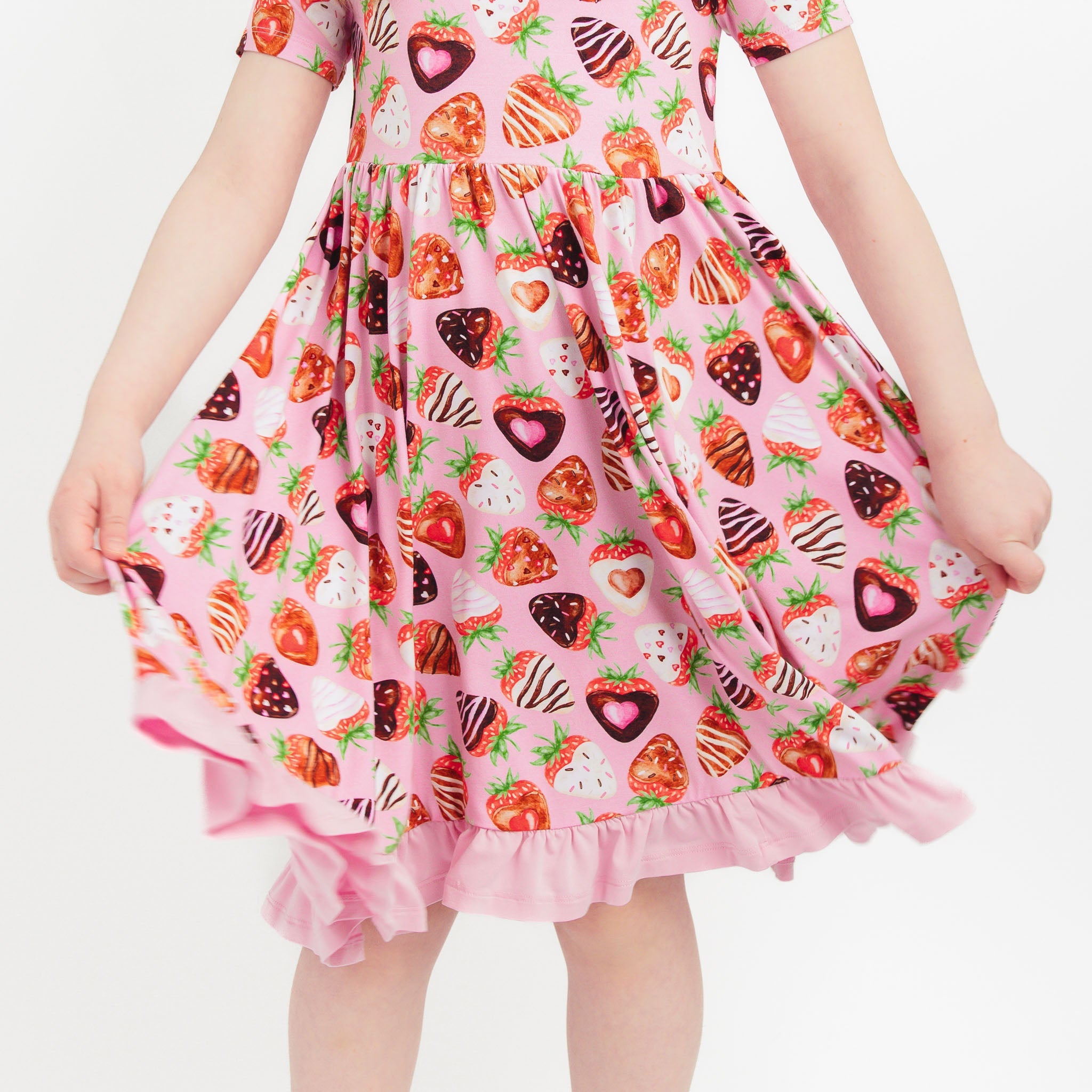Sweet Strawberries | Bamboo Ruffle Twirl Dress