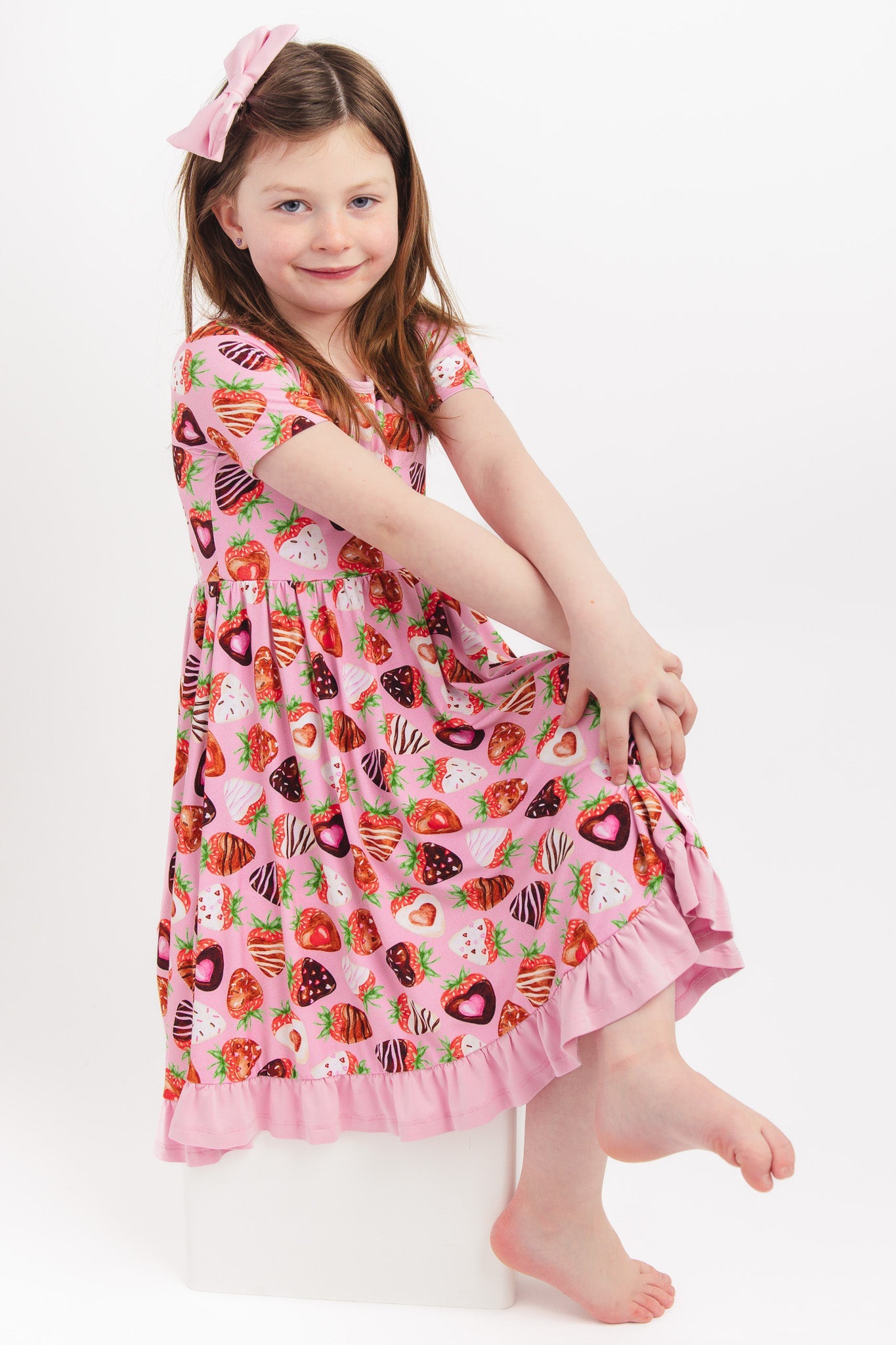 Sweet Strawberries | Bamboo Ruffle Twirl Dress