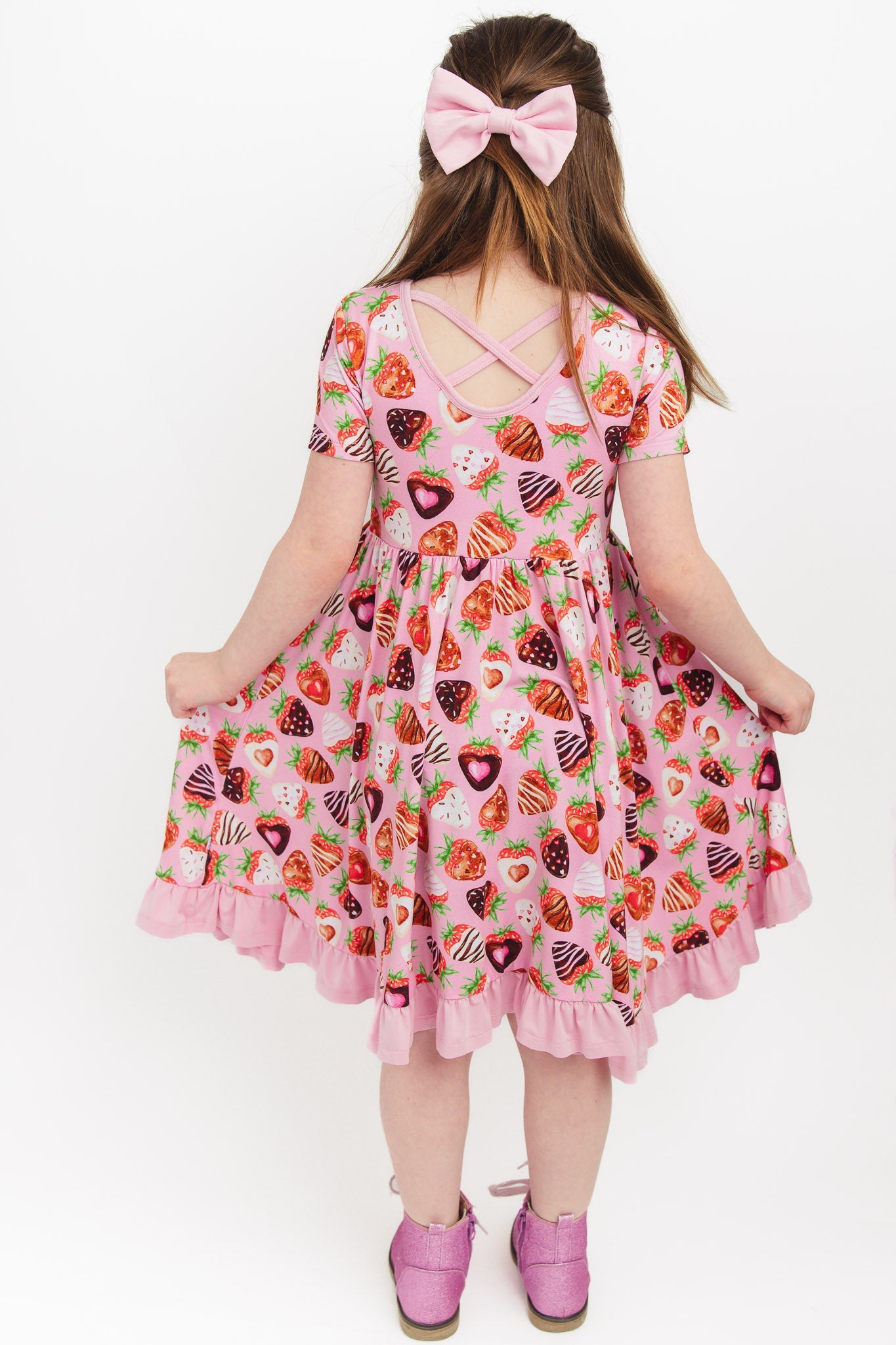 Sweet Strawberries | Bamboo Ruffle Twirl Dress