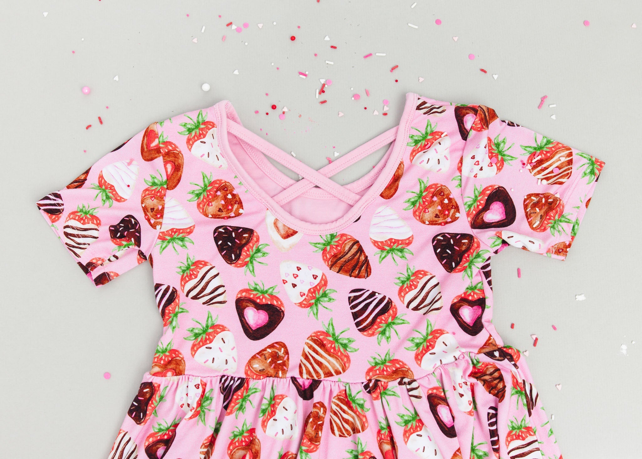 Sweet Strawberries | Bamboo Ruffle Twirl Dress