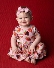 Sweet Strawberries | Bamboo Baby Bodysuit Dress