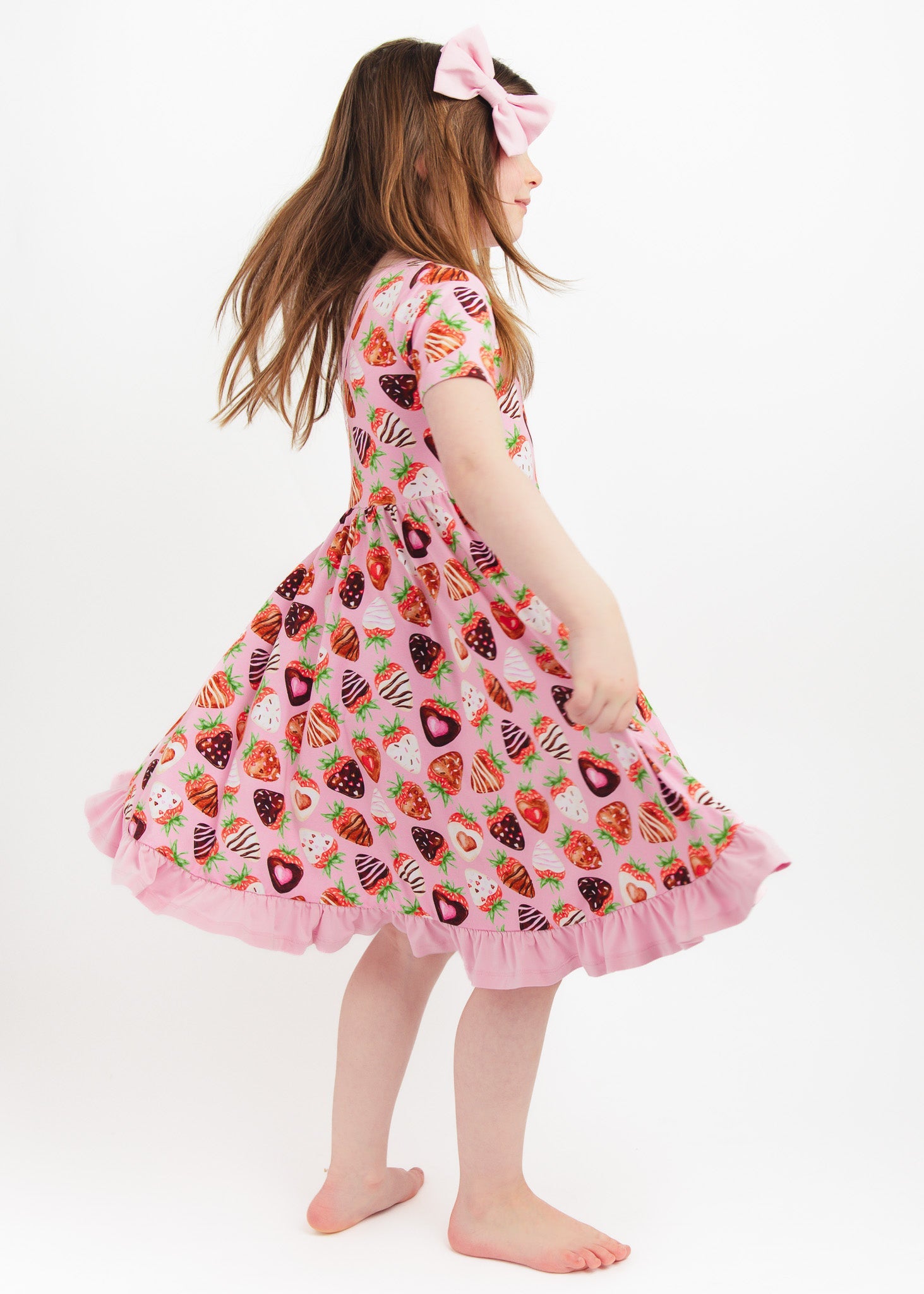 Sweet Strawberries | Bamboo Ruffle Twirl Dress