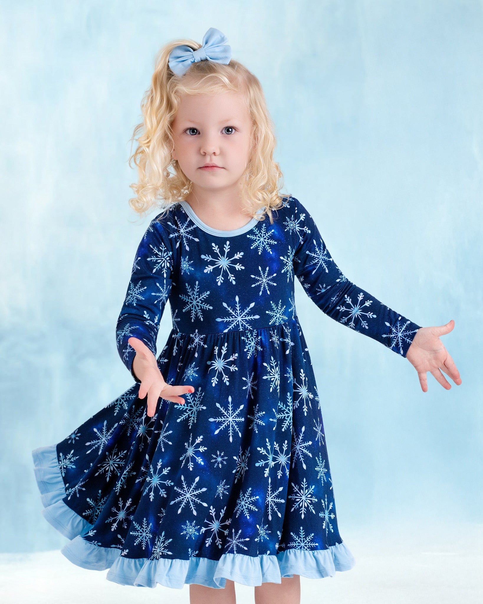 Icy Snowflakes | Bamboo Ruffle Twirl Dress