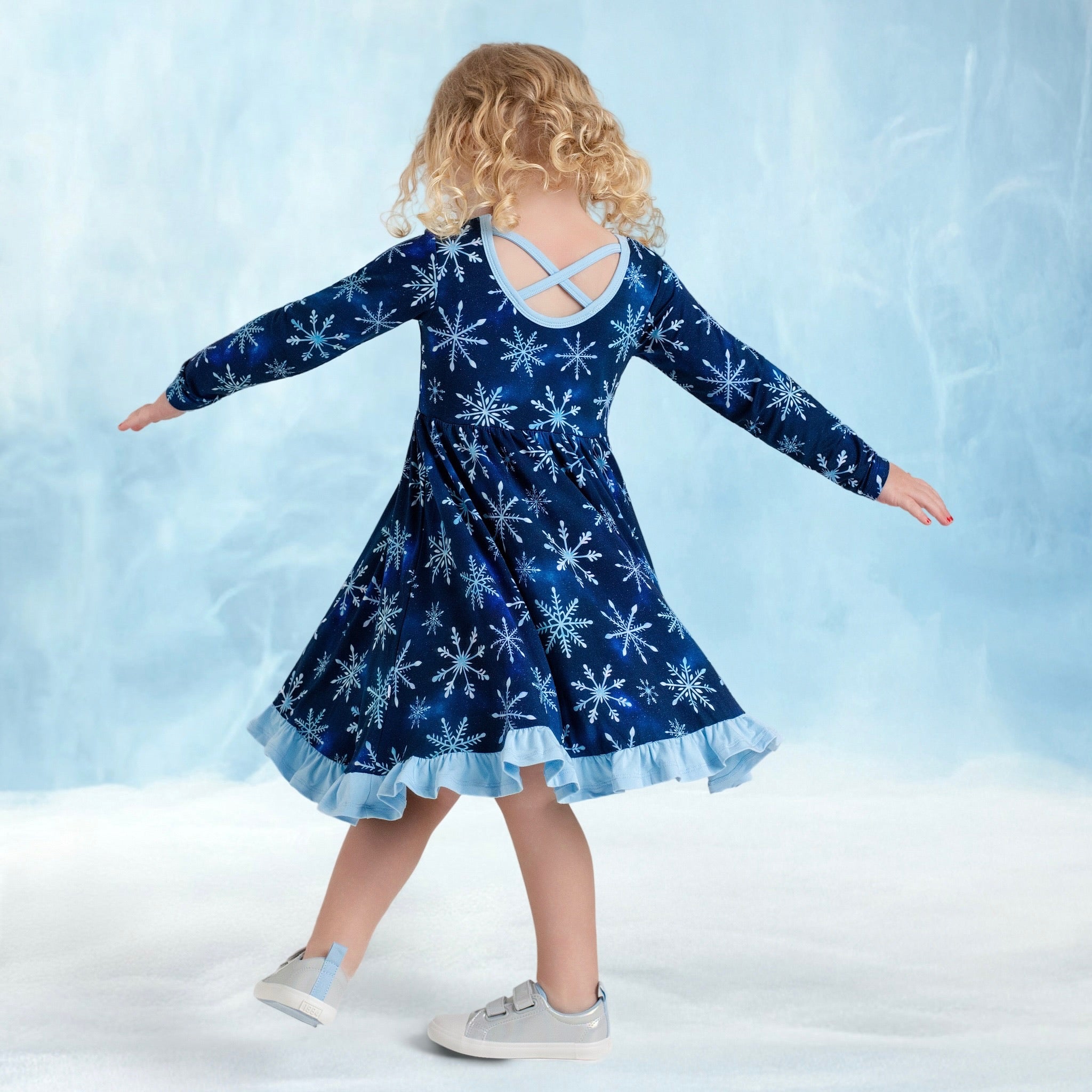 Icy Snowflakes | Bamboo Ruffle Twirl Dress