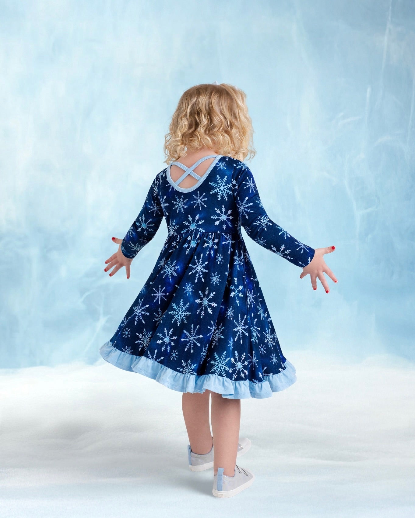 Icy Snowflakes | Bamboo Ruffle Twirl Dress