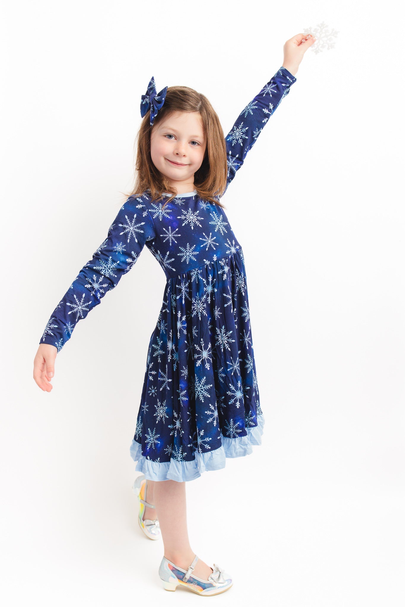 Icy Snowflakes | Bamboo Ruffle Twirl Dress