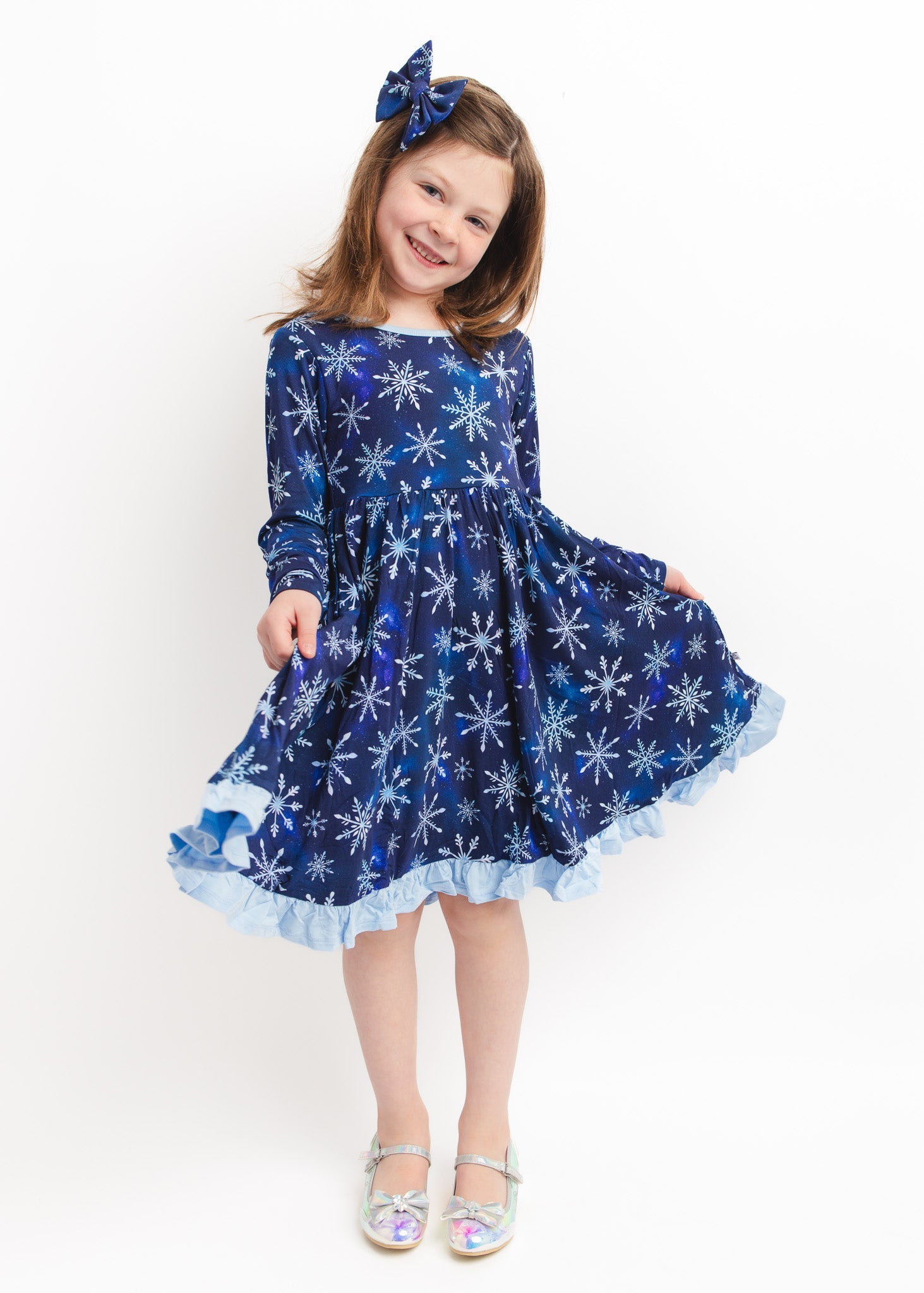 Icy Snowflakes | Bamboo Ruffle Twirl Dress
