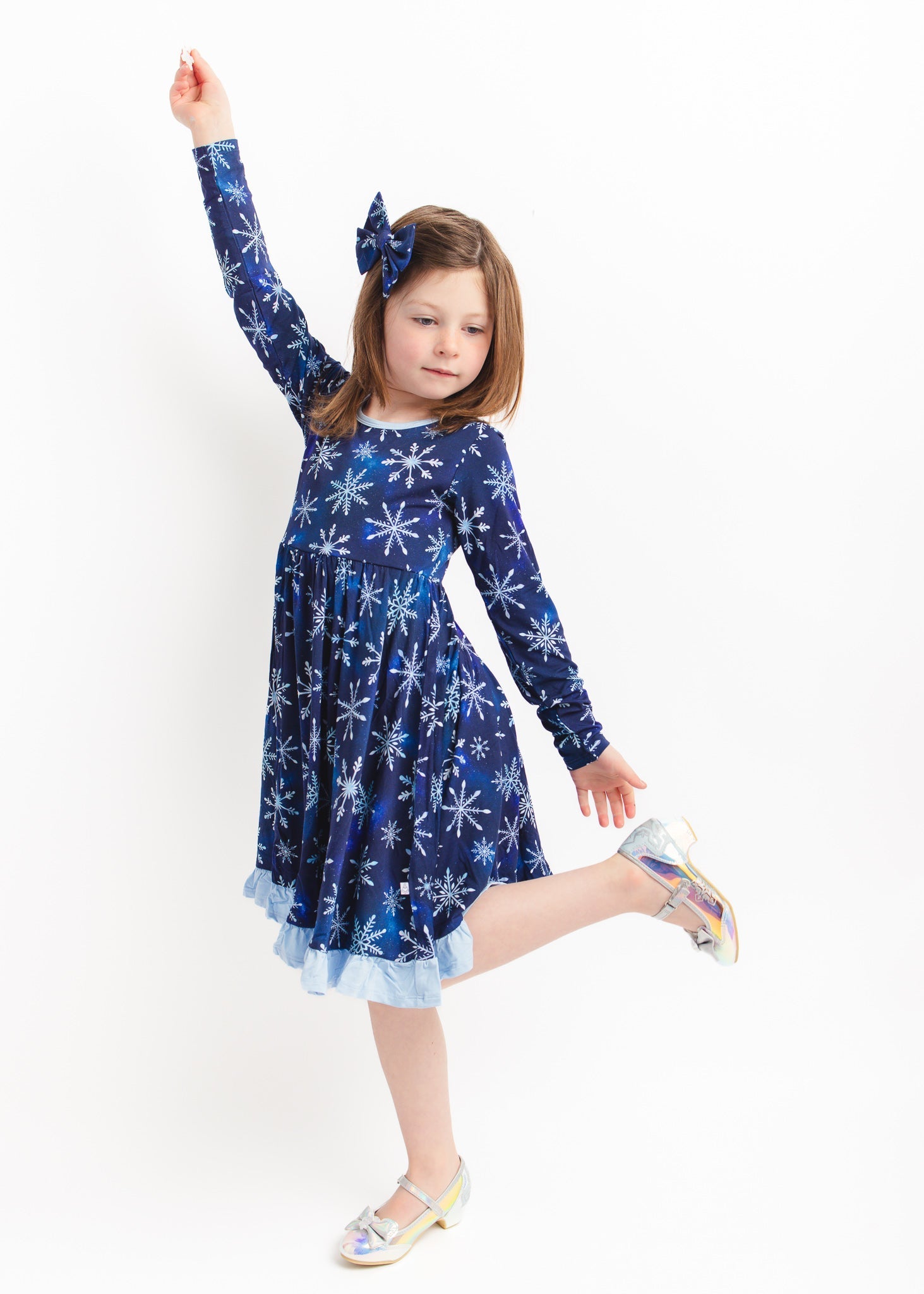 Icy Snowflakes | Bamboo Ruffle Twirl Dress