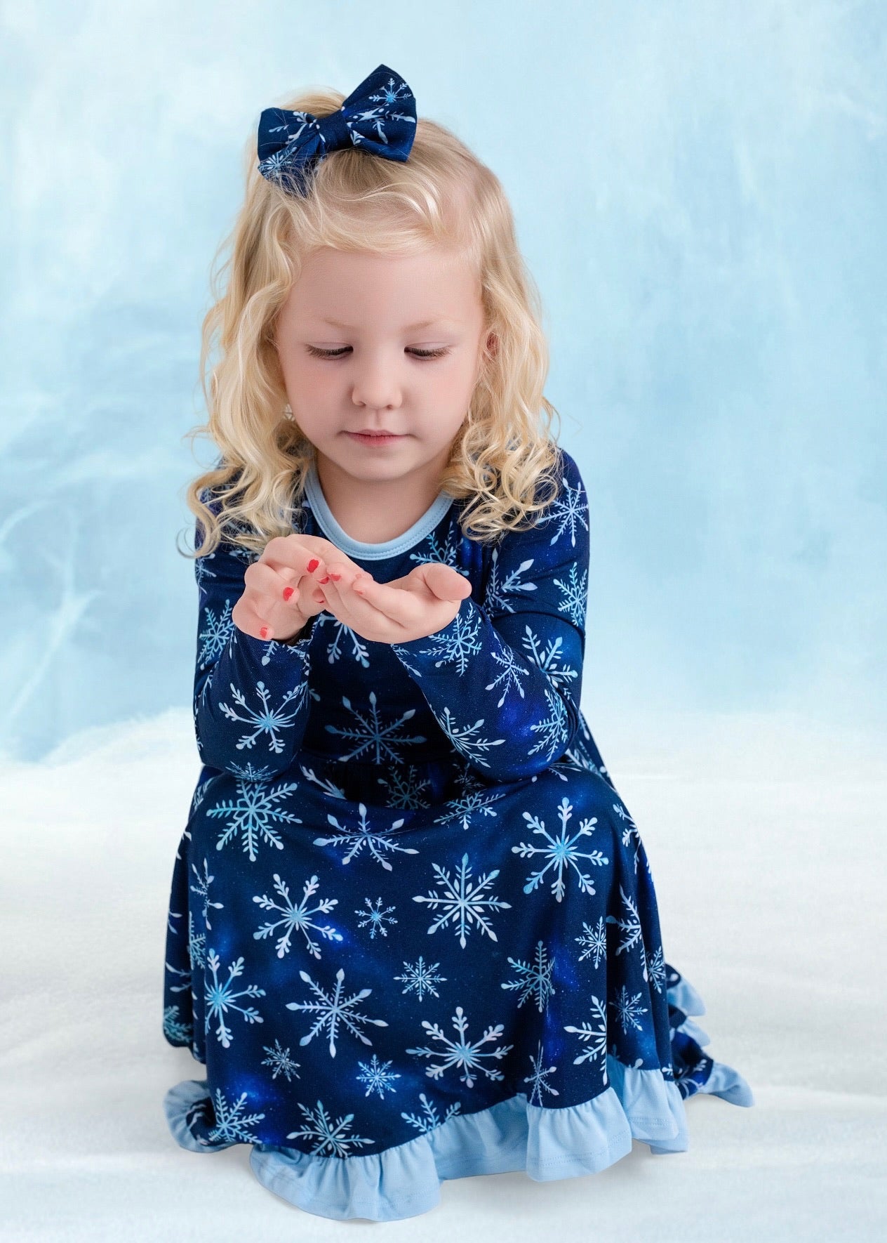 Icy Snowflakes | Bamboo Ruffle Twirl Dress