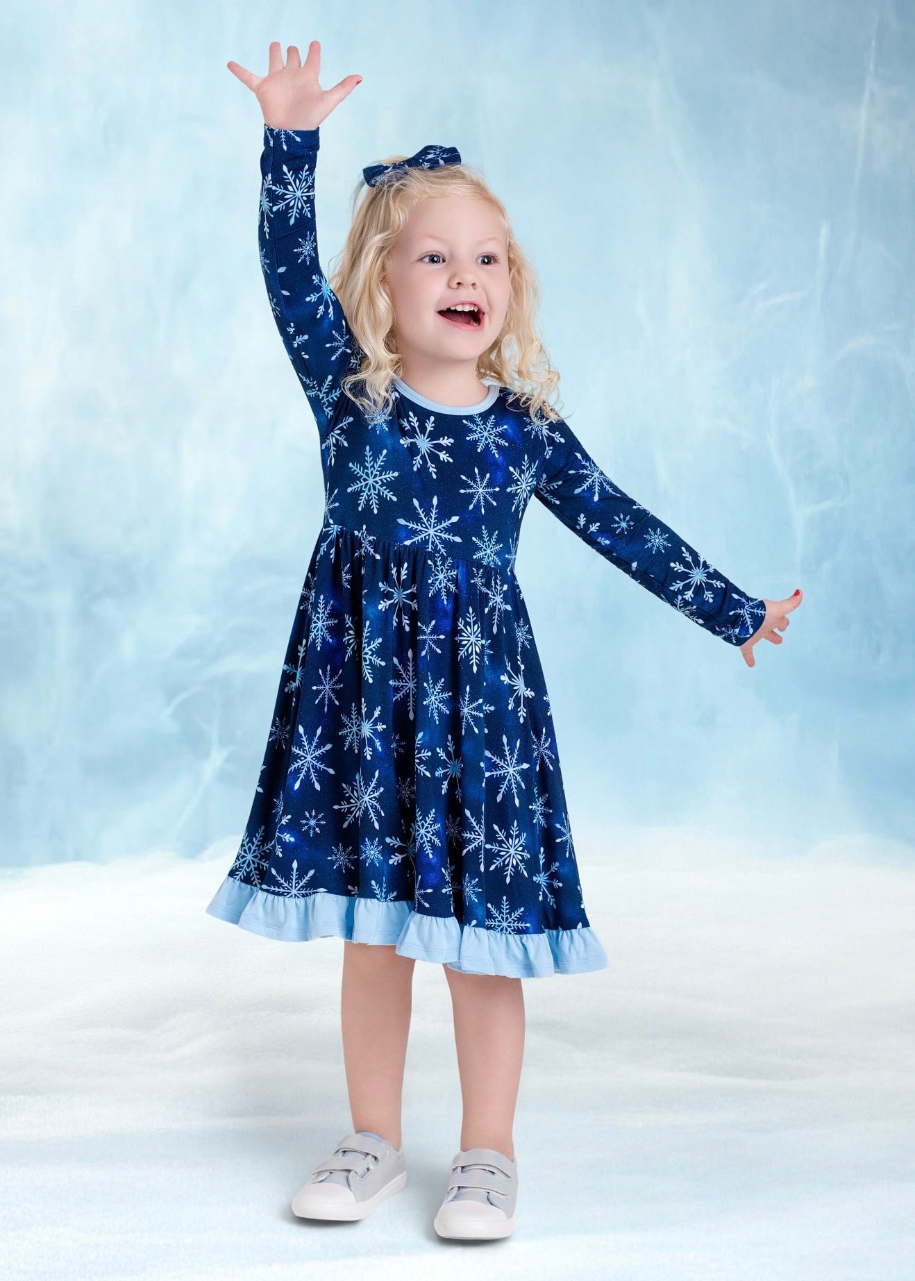 Icy Snowflakes | Bamboo Ruffle Twirl Dress