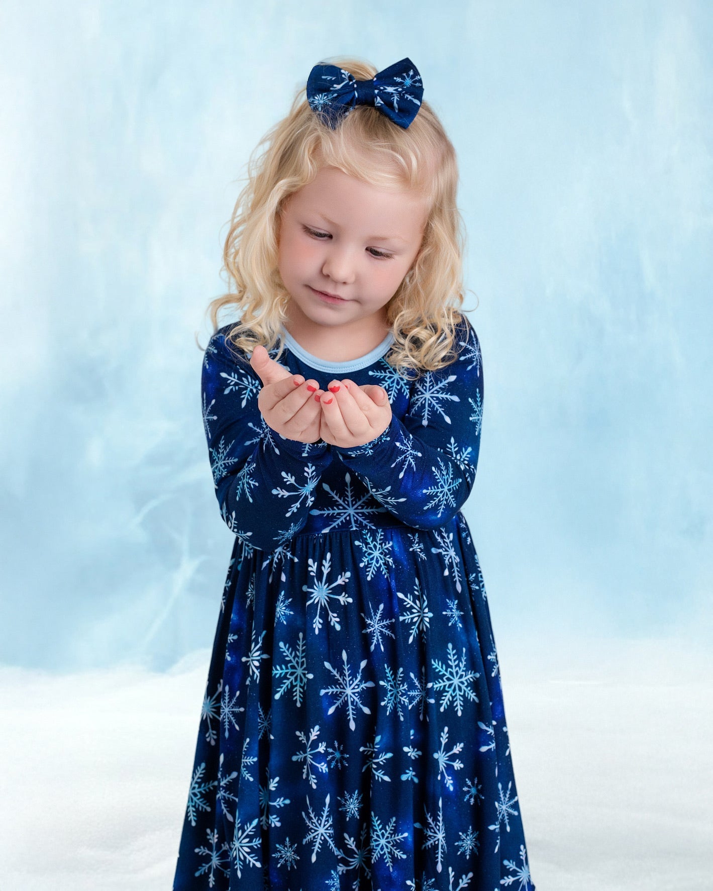 Icy Snowflakes | Bamboo Ruffle Twirl Dress