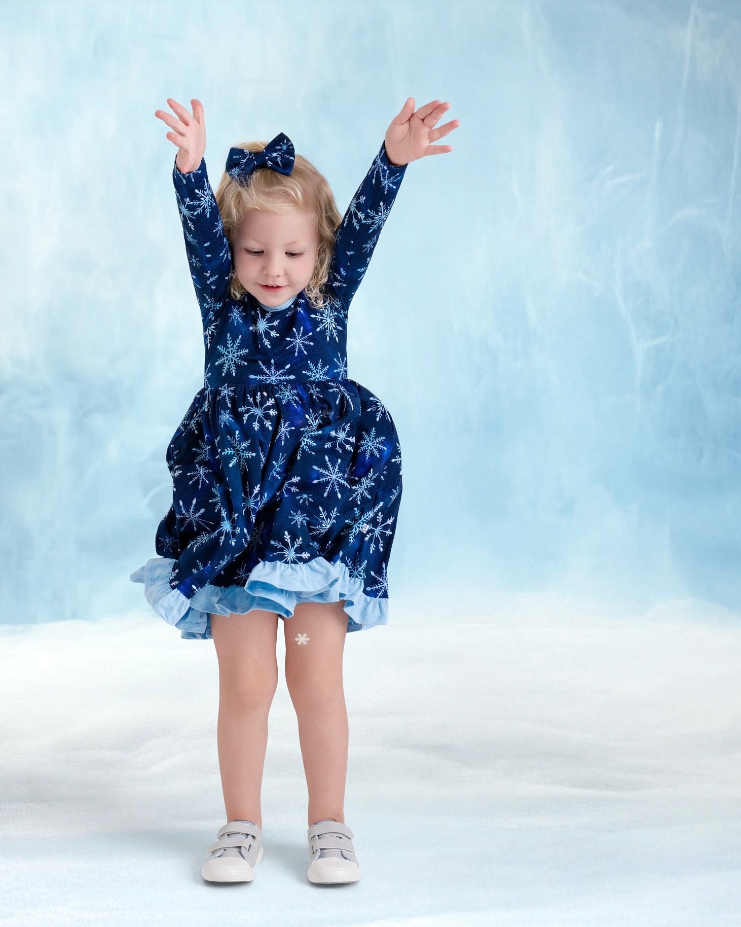 Icy Snowflakes | Bamboo Ruffle Twirl Dress