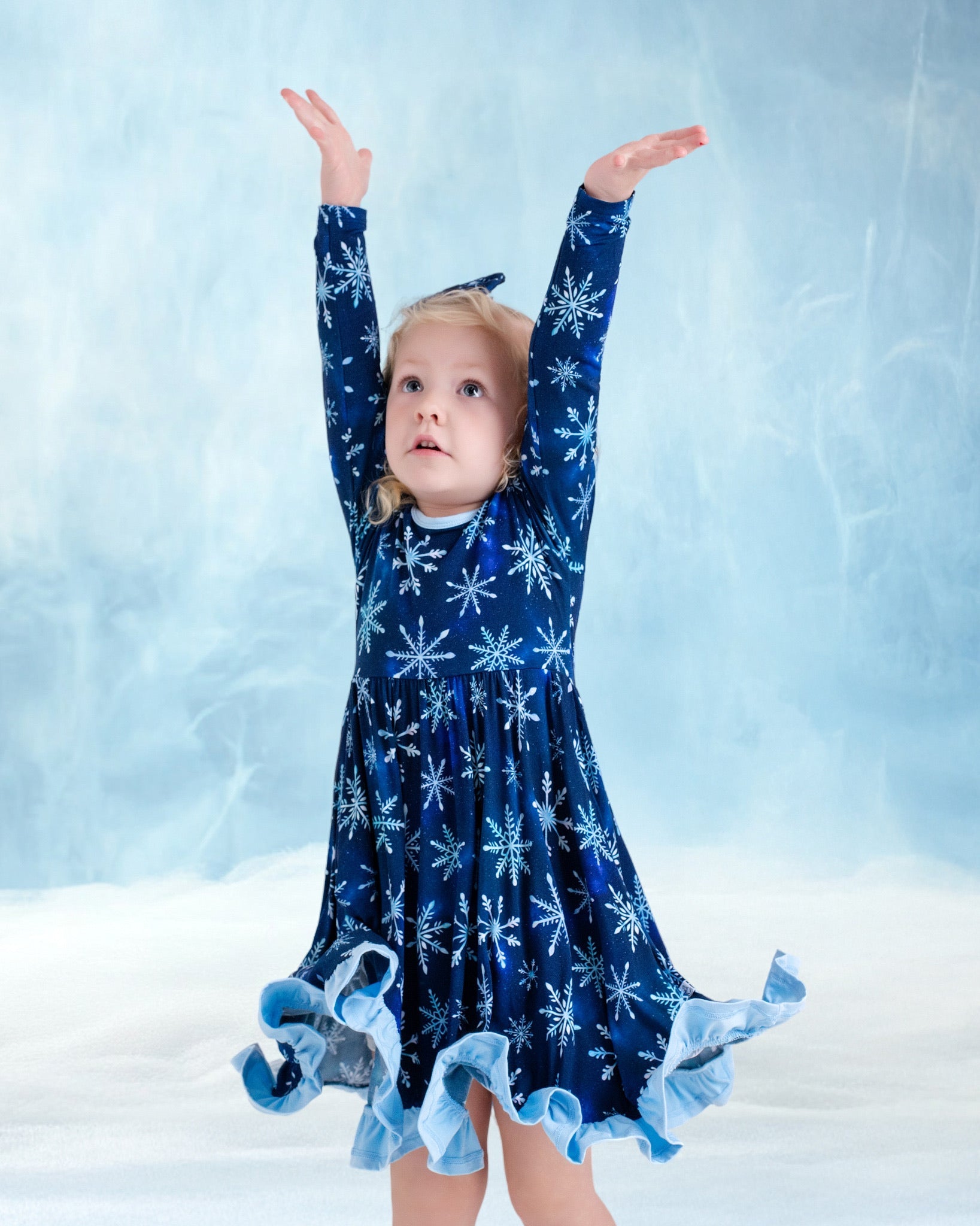 Icy Snowflakes | Bamboo Ruffle Twirl Dress
