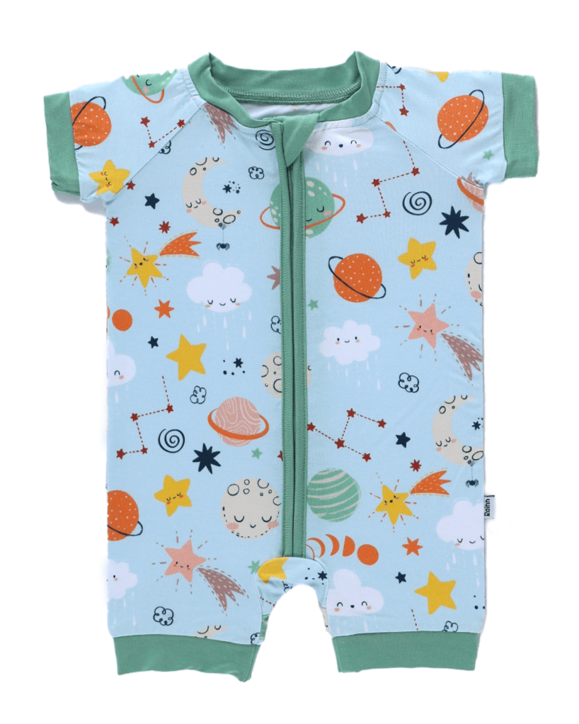 Bamboo Short Zipp Romper - Cosmic