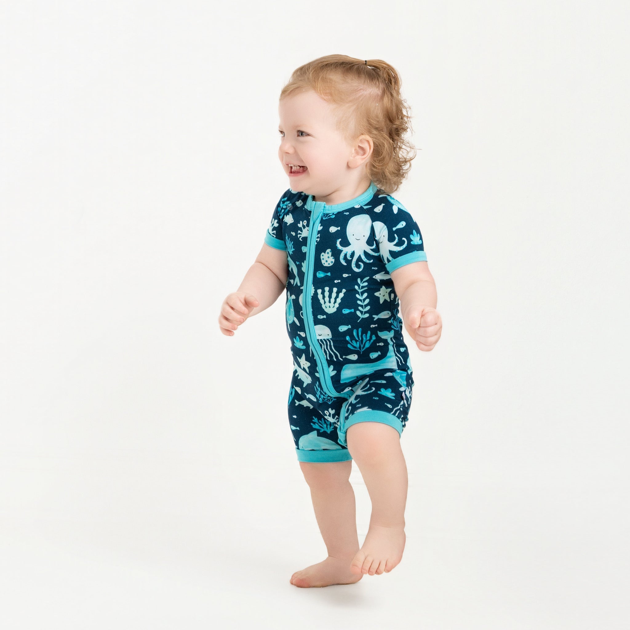 Ocean Pals | Bamboo Shorty Zipper Romper - Baby, Infant & Toddler