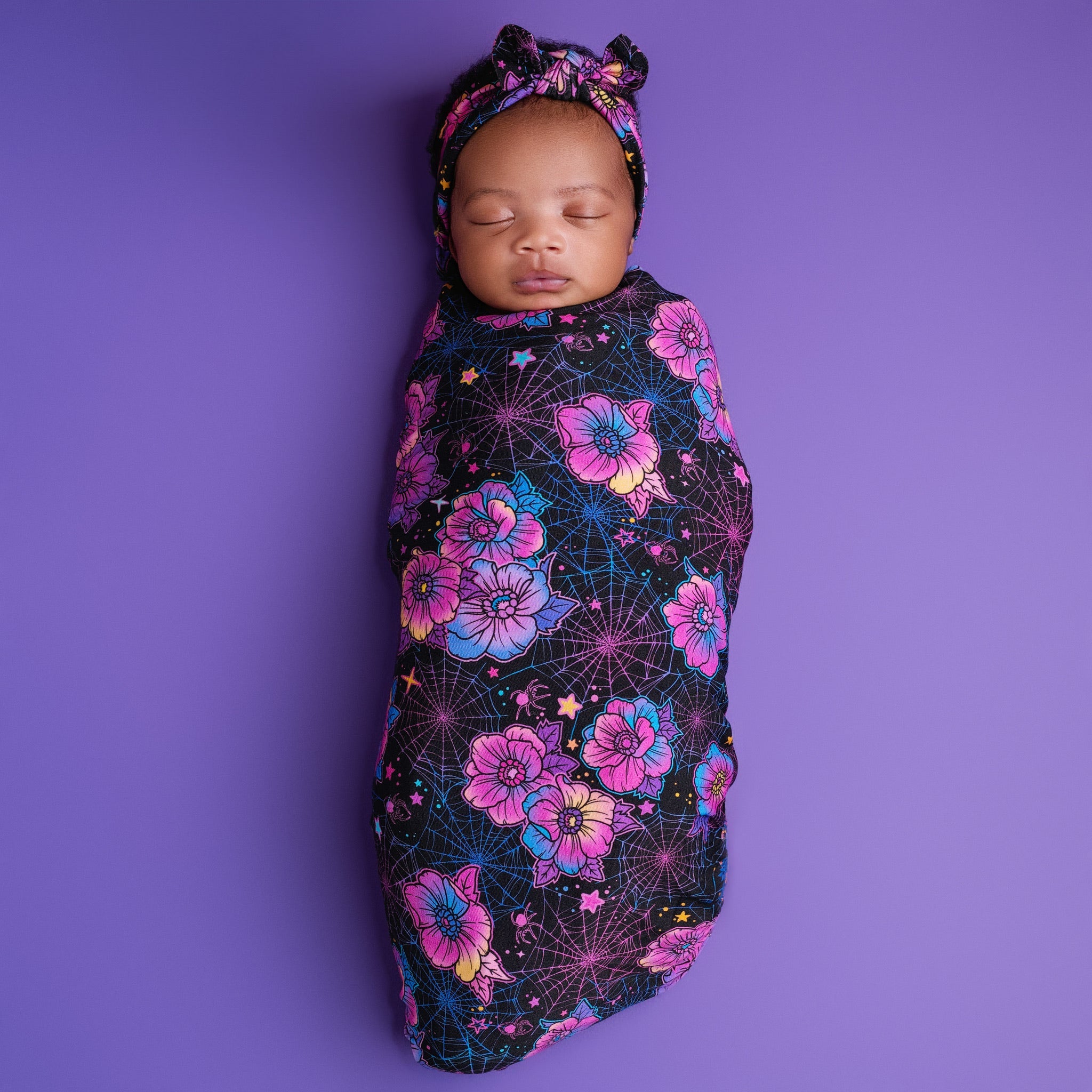 Halloween | Violet Webs | Bamboo Swaddle Blanket