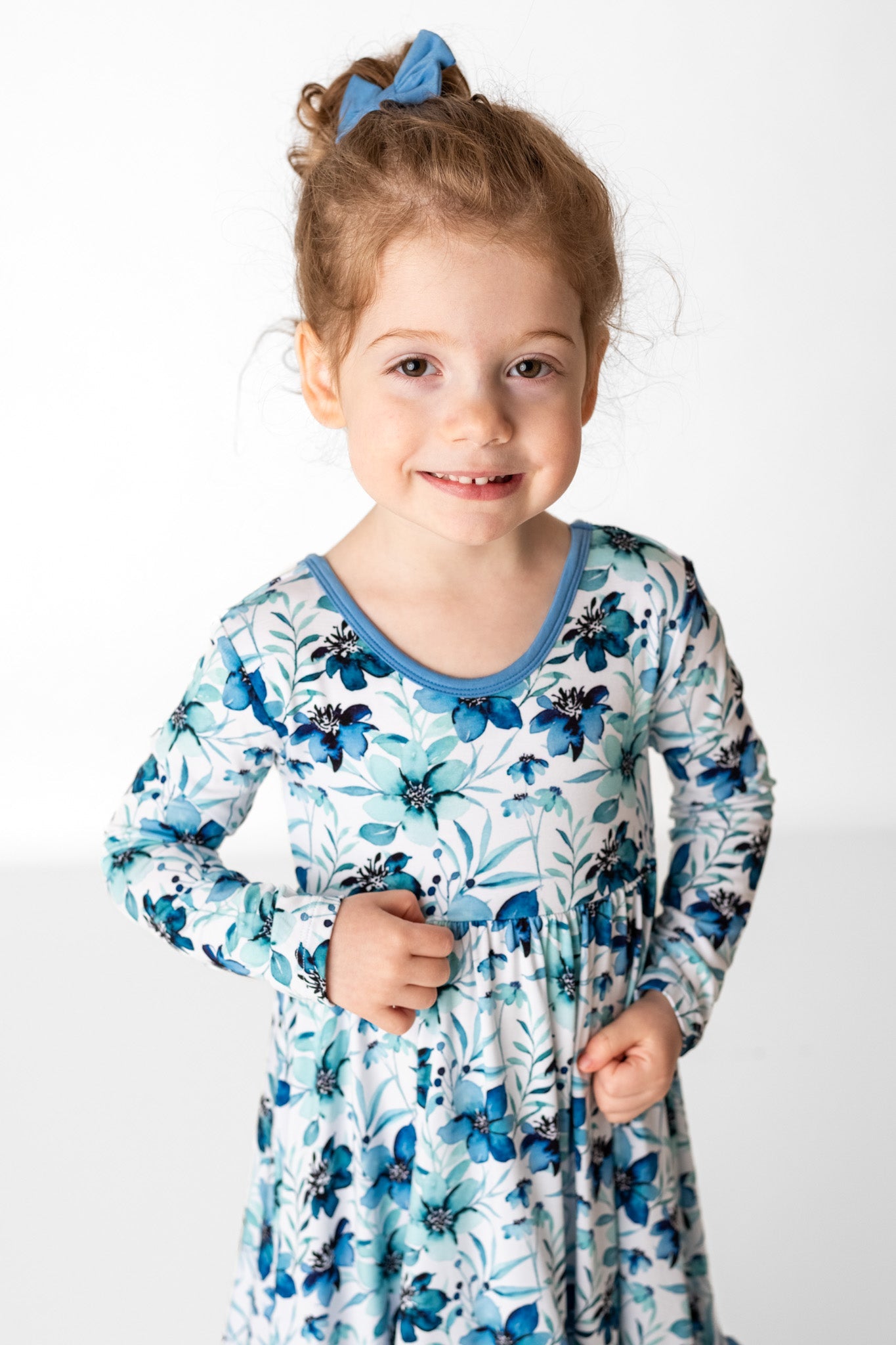 Azure Petals | Bamboo Ruffle Twirl Dress