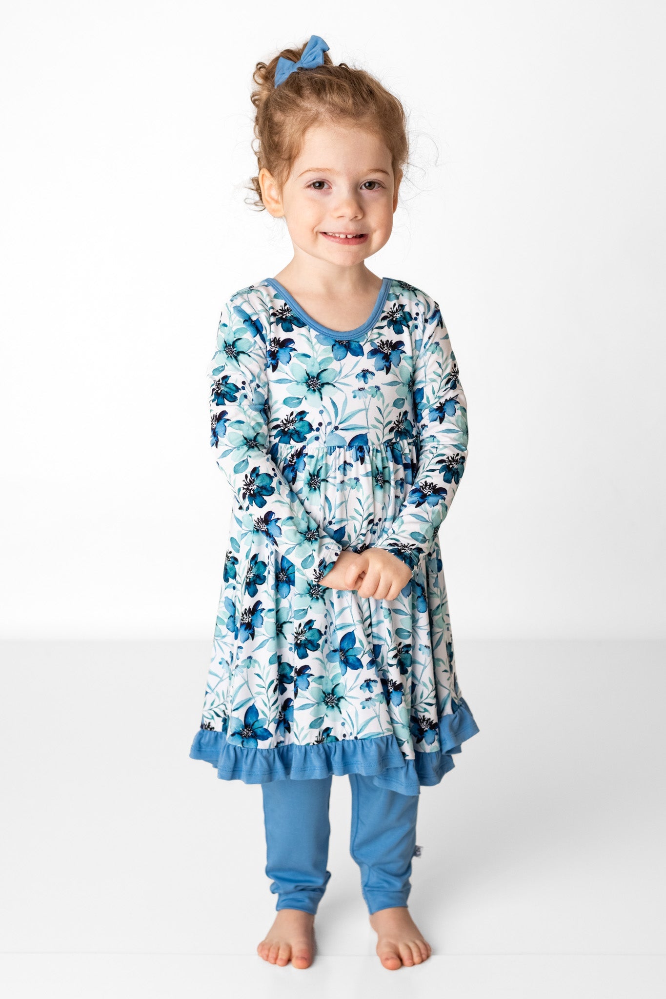 Azure Petals | Bamboo Ruffle Twirl Dress