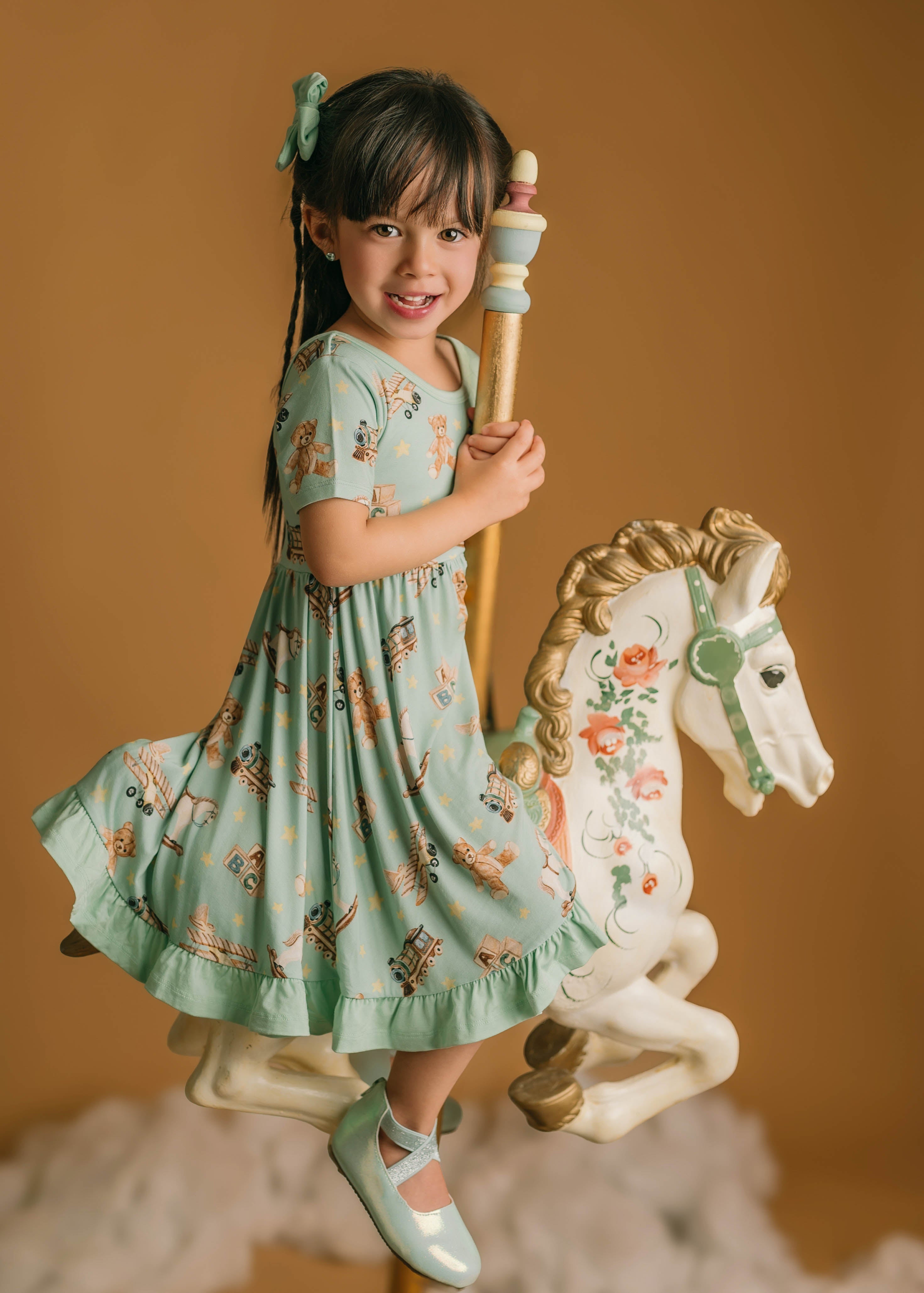 Vintage Toys | Toddler & Girls Bamboo Ruffle Twirl Dress