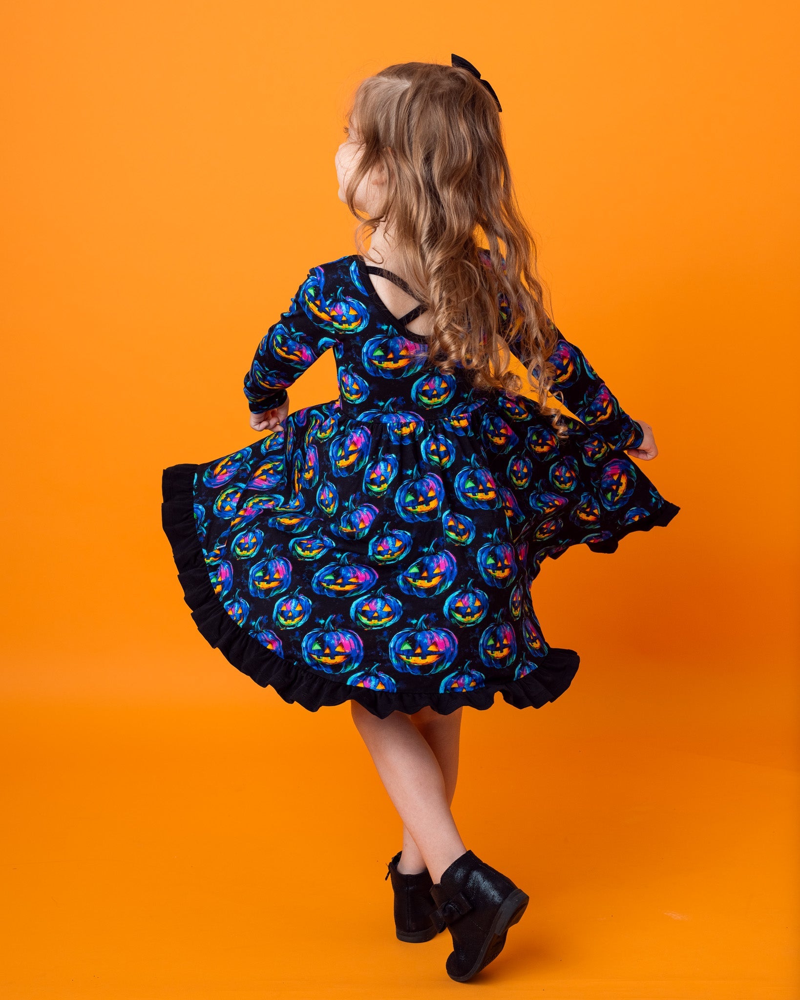 Halloween | Jack-o’-lanterns | Toddler & Girls Bamboo Ruffle Twirl Dress